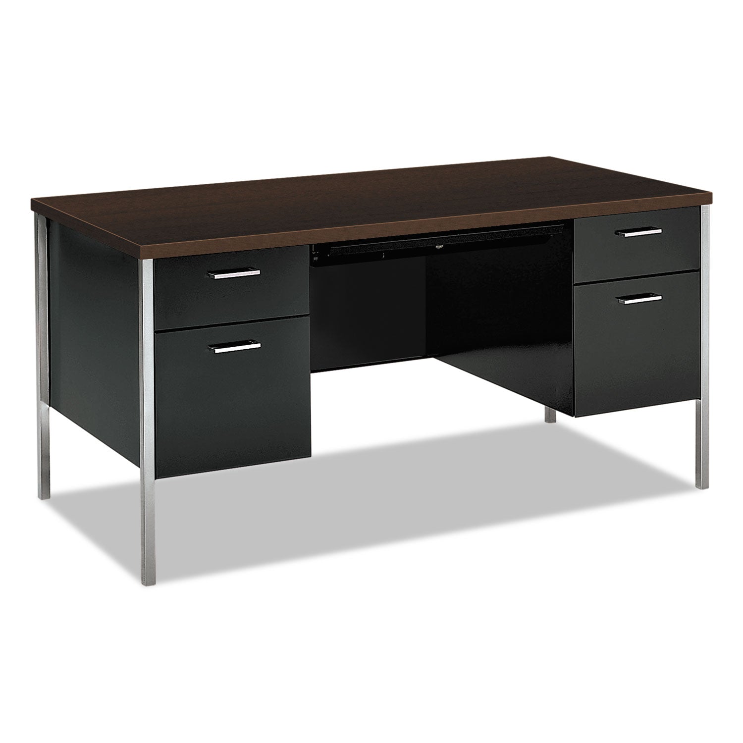 Double Pedestal Desk | HON® 34000, Mocha/Black