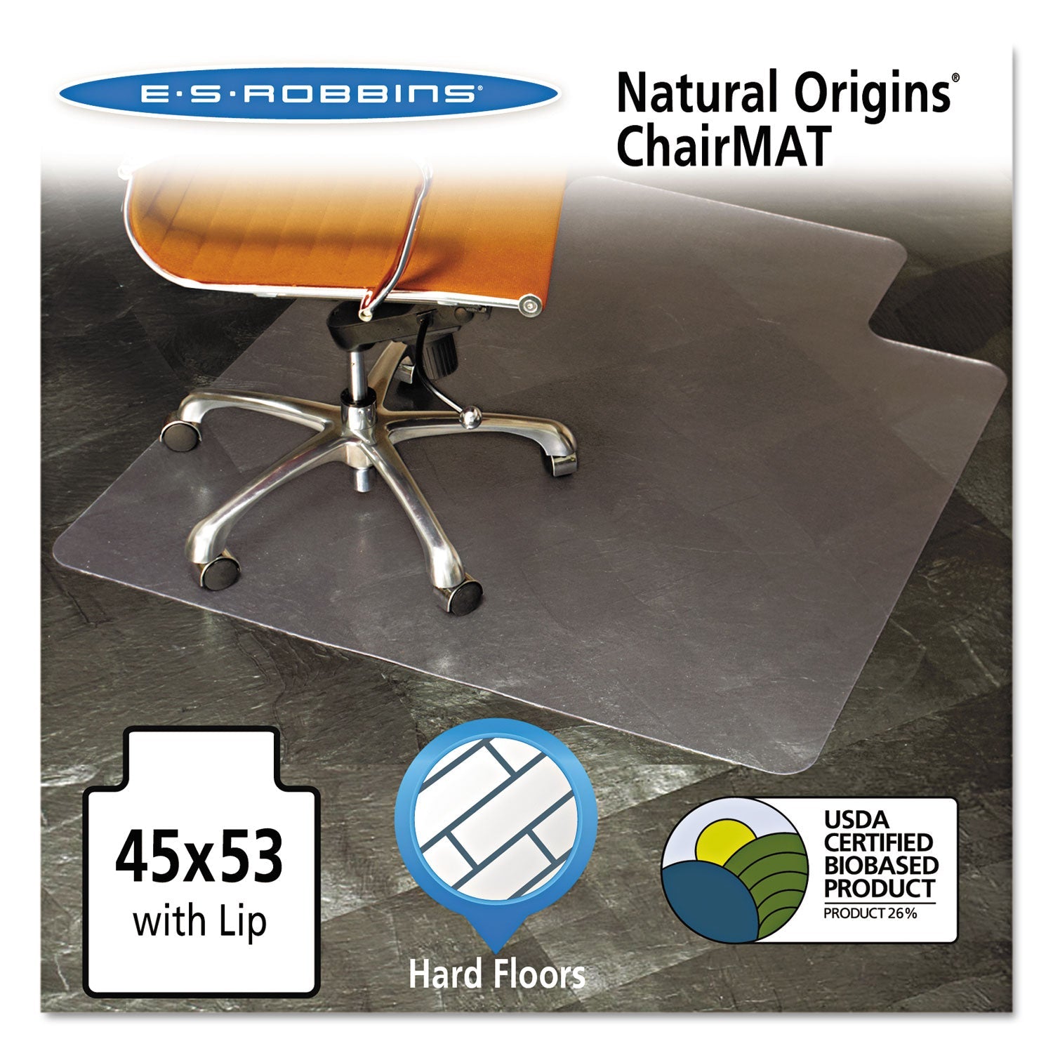 Natural Origins Chair Mat with Lip for Hard Floors