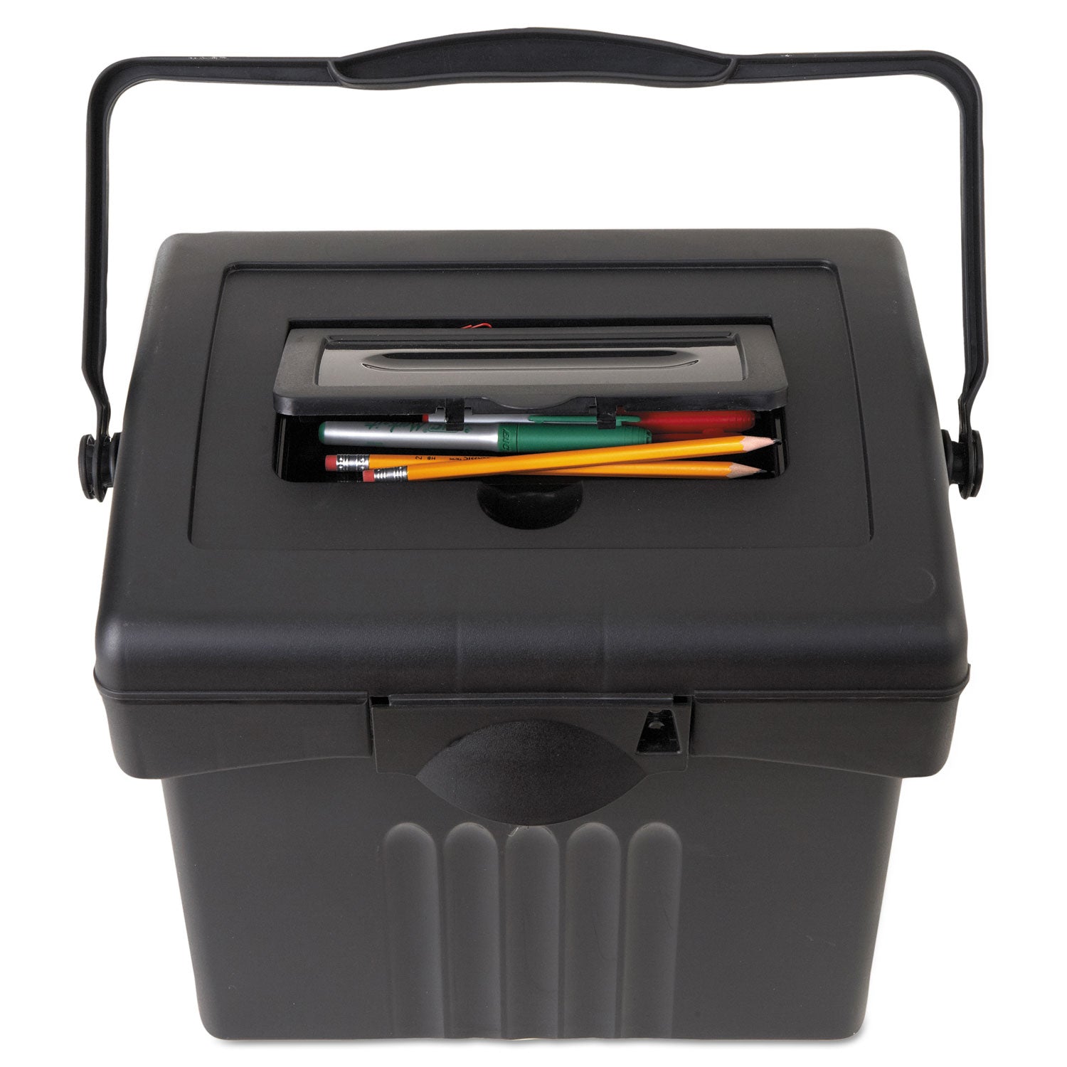 Storex File Box With Organizer, Letter Files, 14" X 11.25" X 14.5", Black
