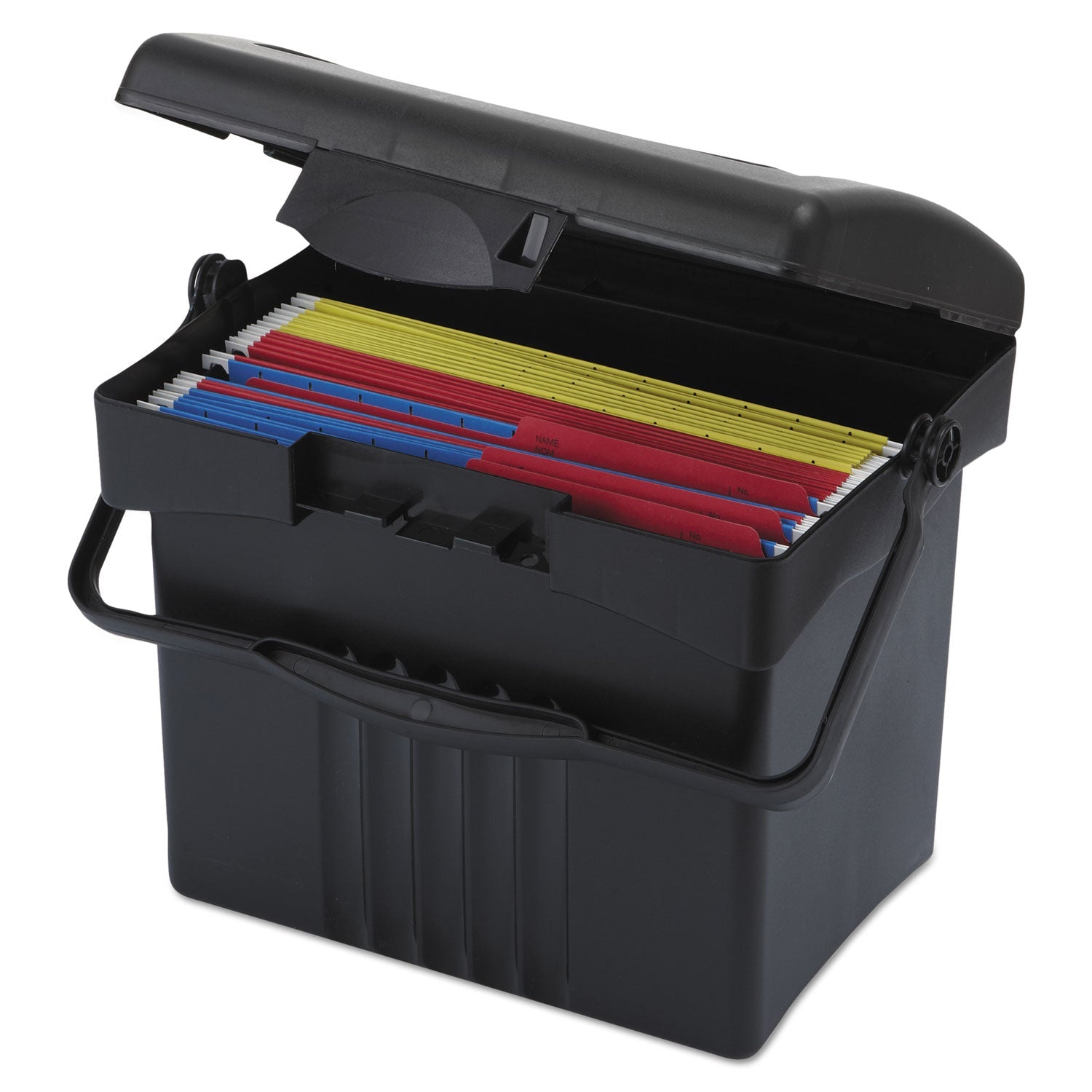 Storex File Box With Organizer, Letter Files, 14" X 11.25" X 14.5", Black