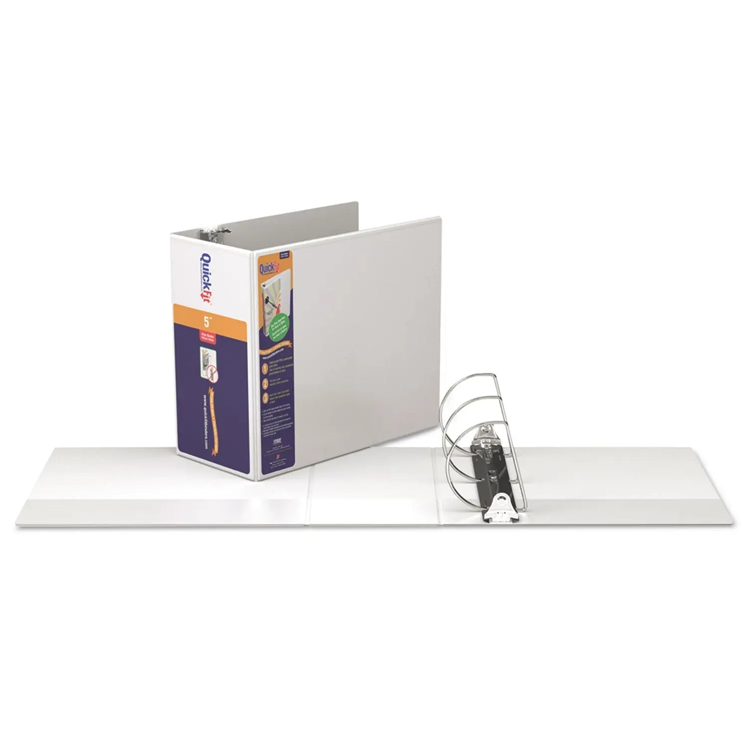 Stride Quickfit D-Ring View Binder, 3 Rings, 5" Capacity, 11 X 8.5, White