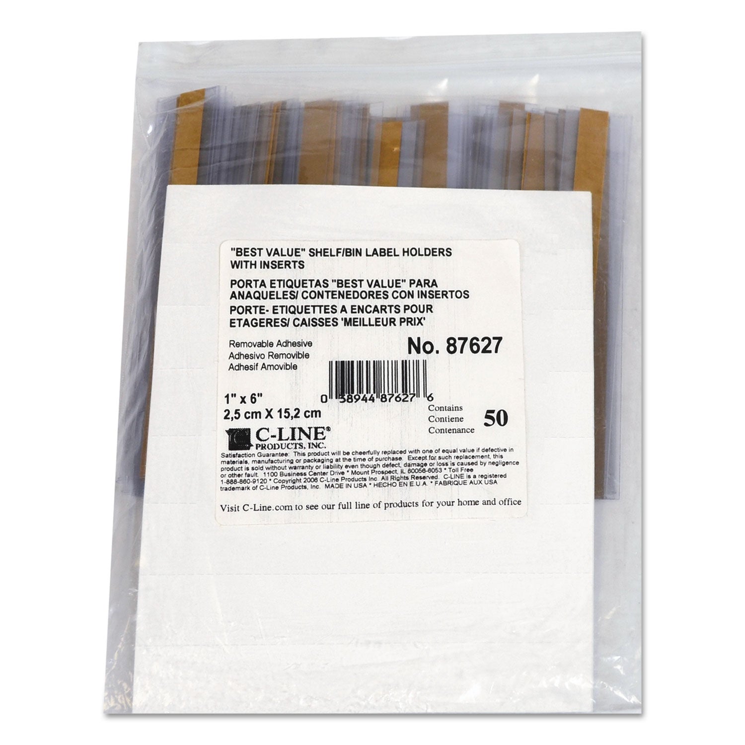 Self-Adhesive Label Holders | 1x6, 50/Pack