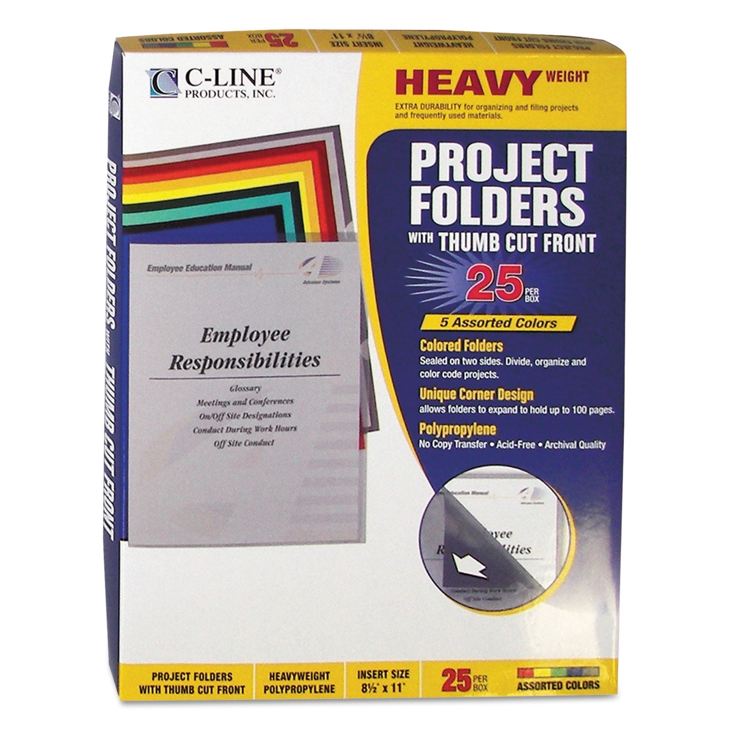 Poly Project Folders | Assorted, Letter, 25/Box