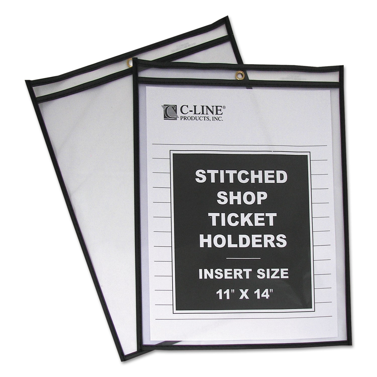 C-Line® Shop Ticket Holders, Stitched, Both Sides Clear, 75 Sheets, 11 X 14, 25/box