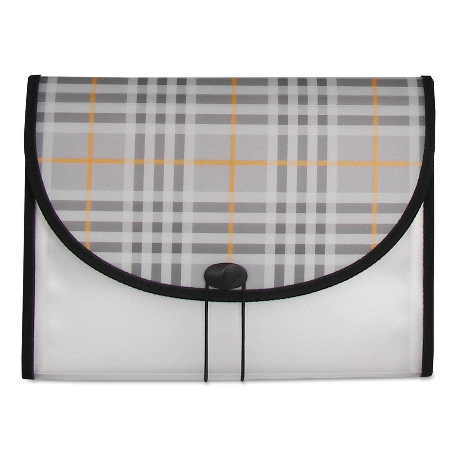C-Line® Plaid Design Expanding Files, 1.5" Expansion, 13 Sections, Cord/Hook Closure, 1/6-Cut Tabs, Letter Size, Gray Plaid