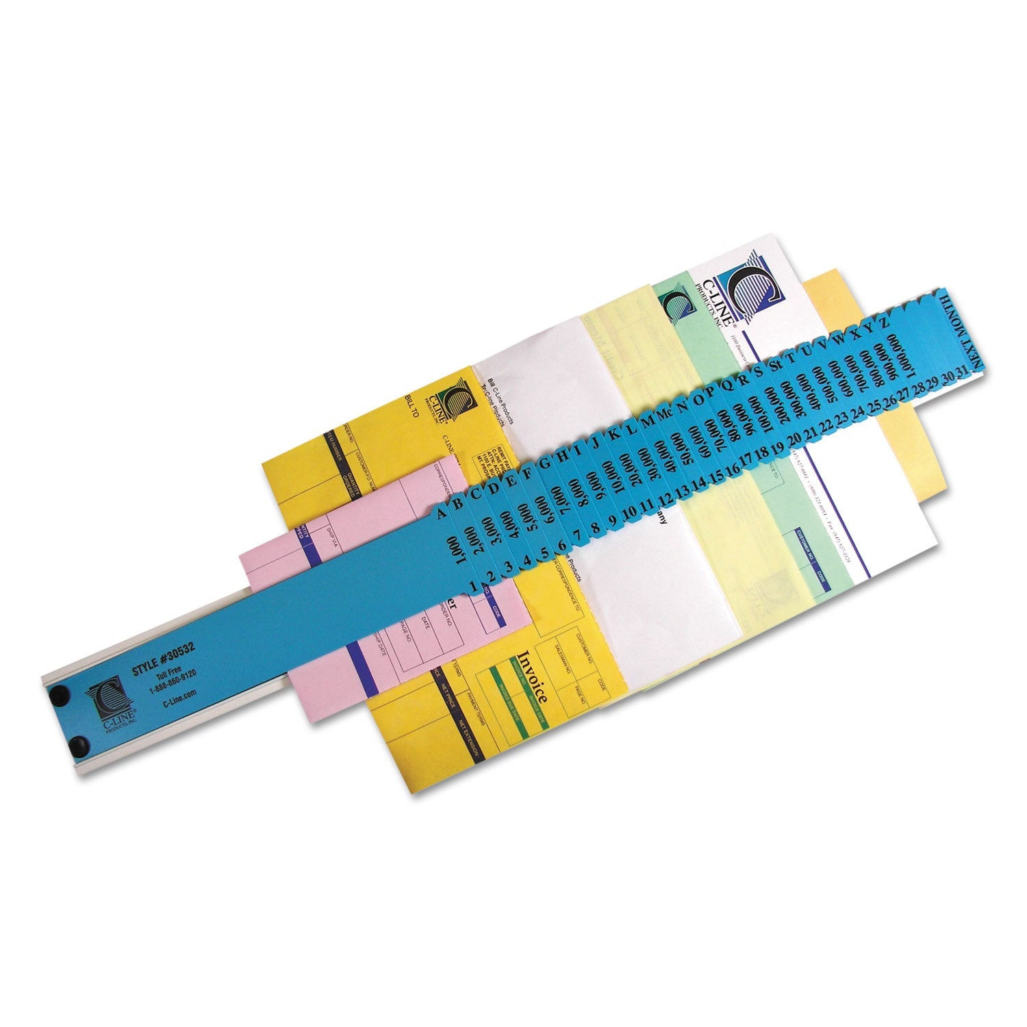 C-Line® Plastic Indexed Sorter, 32 Dividers, Alpha/Numeric/Date Index, Letter Size, Blue Frame