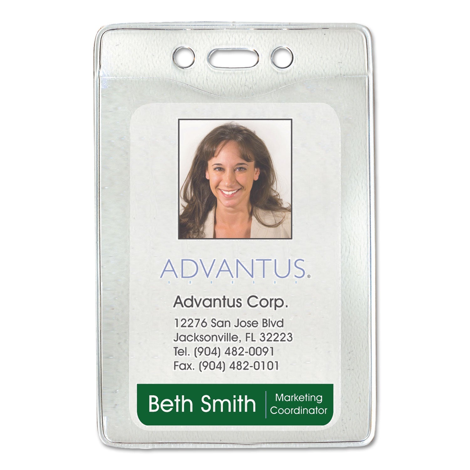 Advantus Security ID Badge Holders, Vertical, Pre-Punched for Chain/Clip, Clear, 2.63" x 4.38" Holder, 2.38" x 3.75" Insert, 50/Box