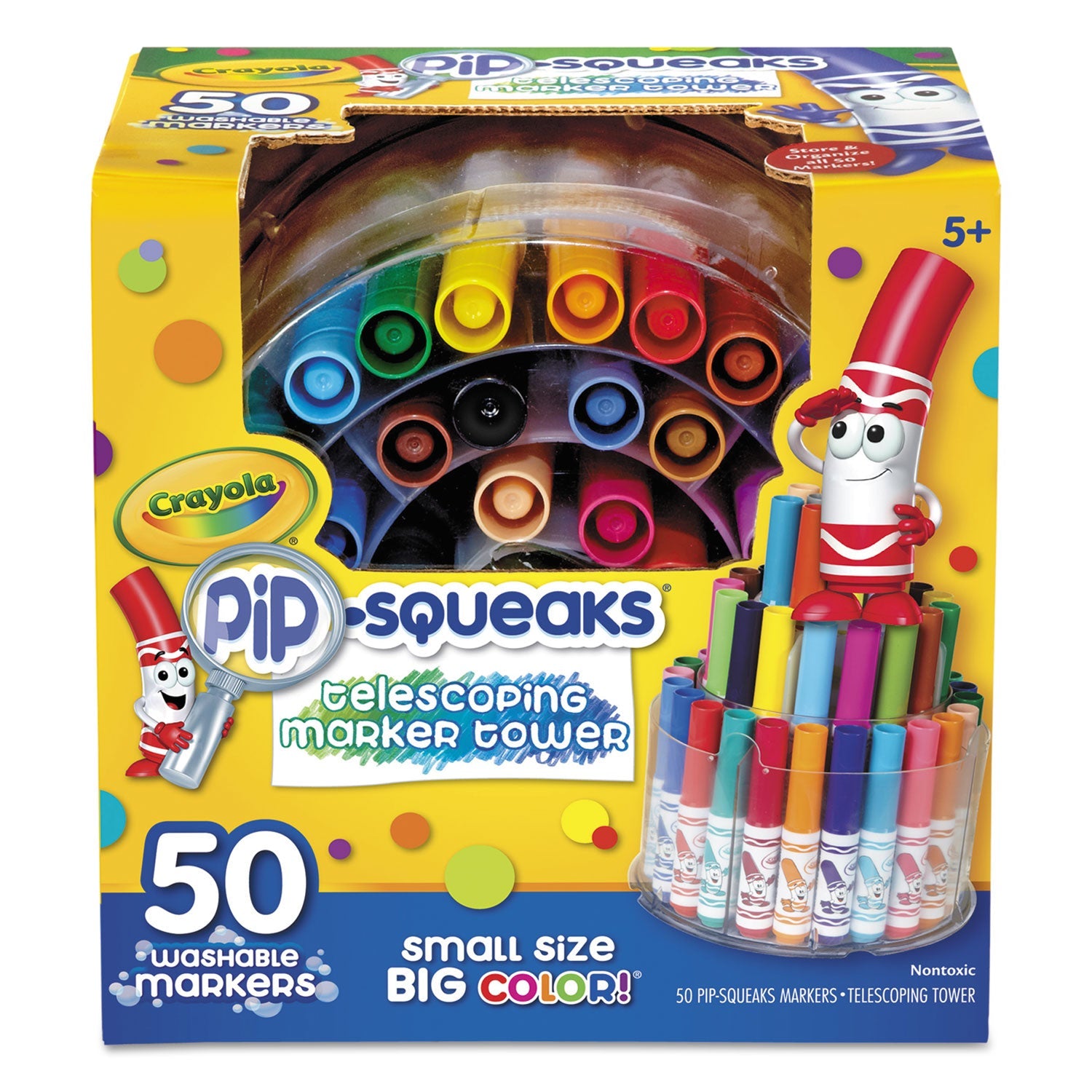 Crayola® Pip-Squeaks Telescoping Marker Tower, Medium Bullet Tip, Assorted Colors, 50/pack