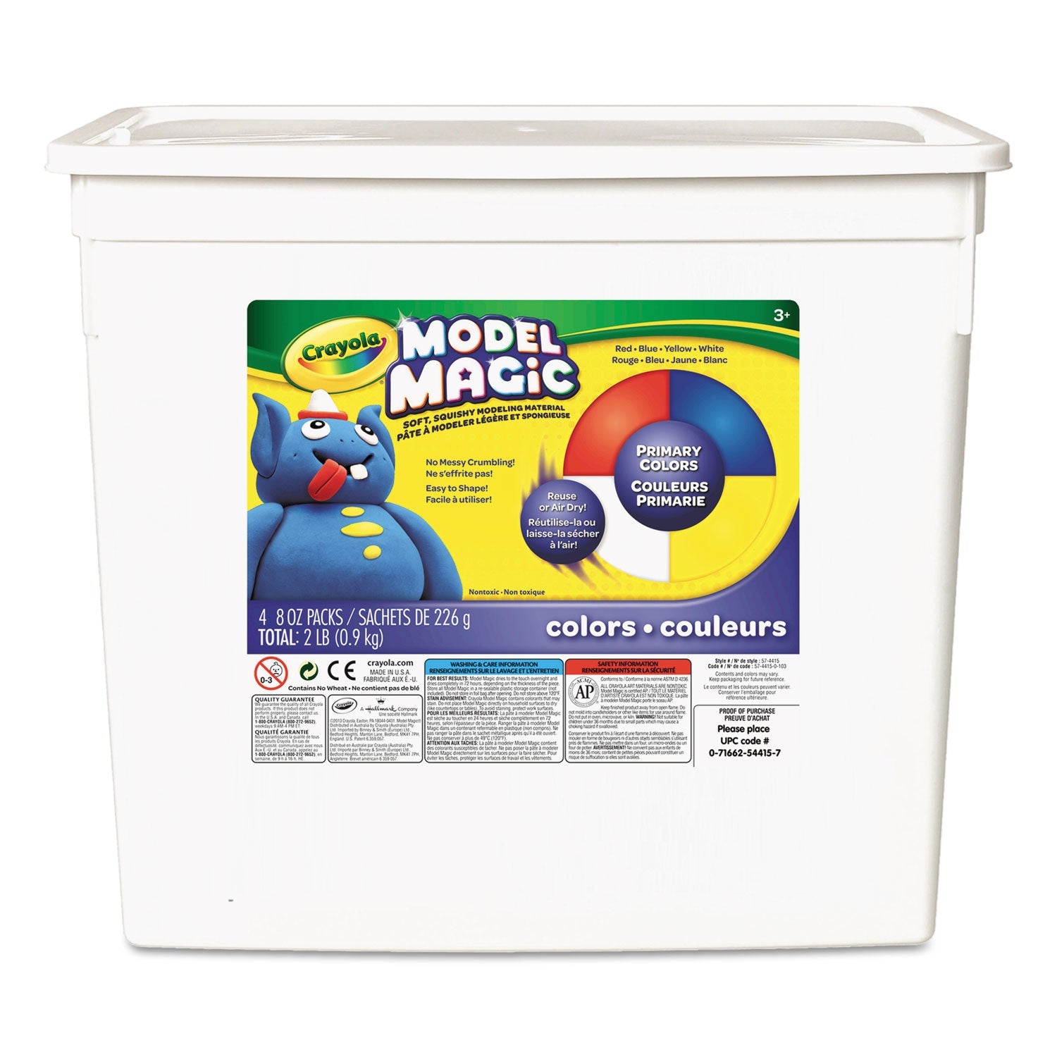Crayola® Model Magic Modeling Compound, 8 Oz Packs, 4 Packs, Blue, Red, White, Yellow, 2 Lbs