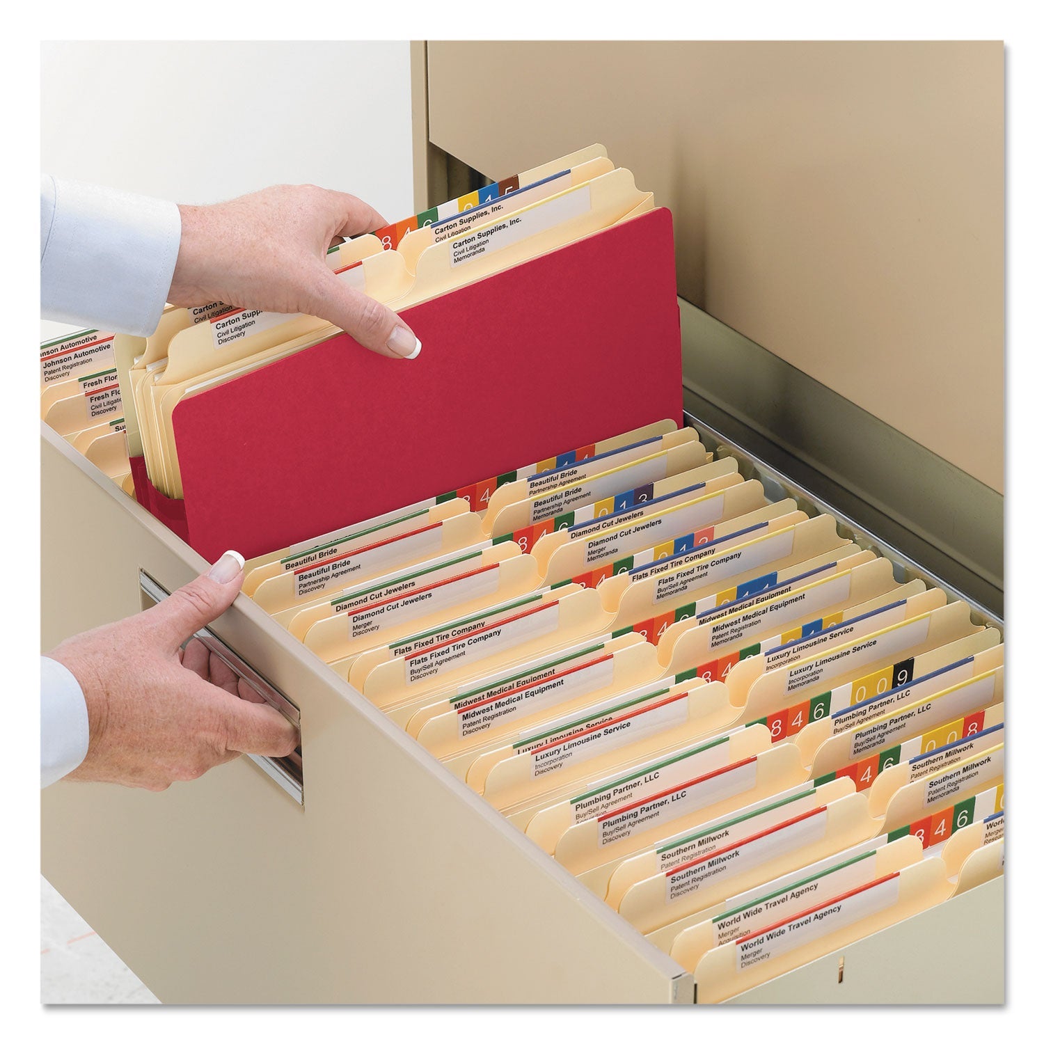 Smead Colored File Pockets, 3.5" Expansion, Legal Size, Red
