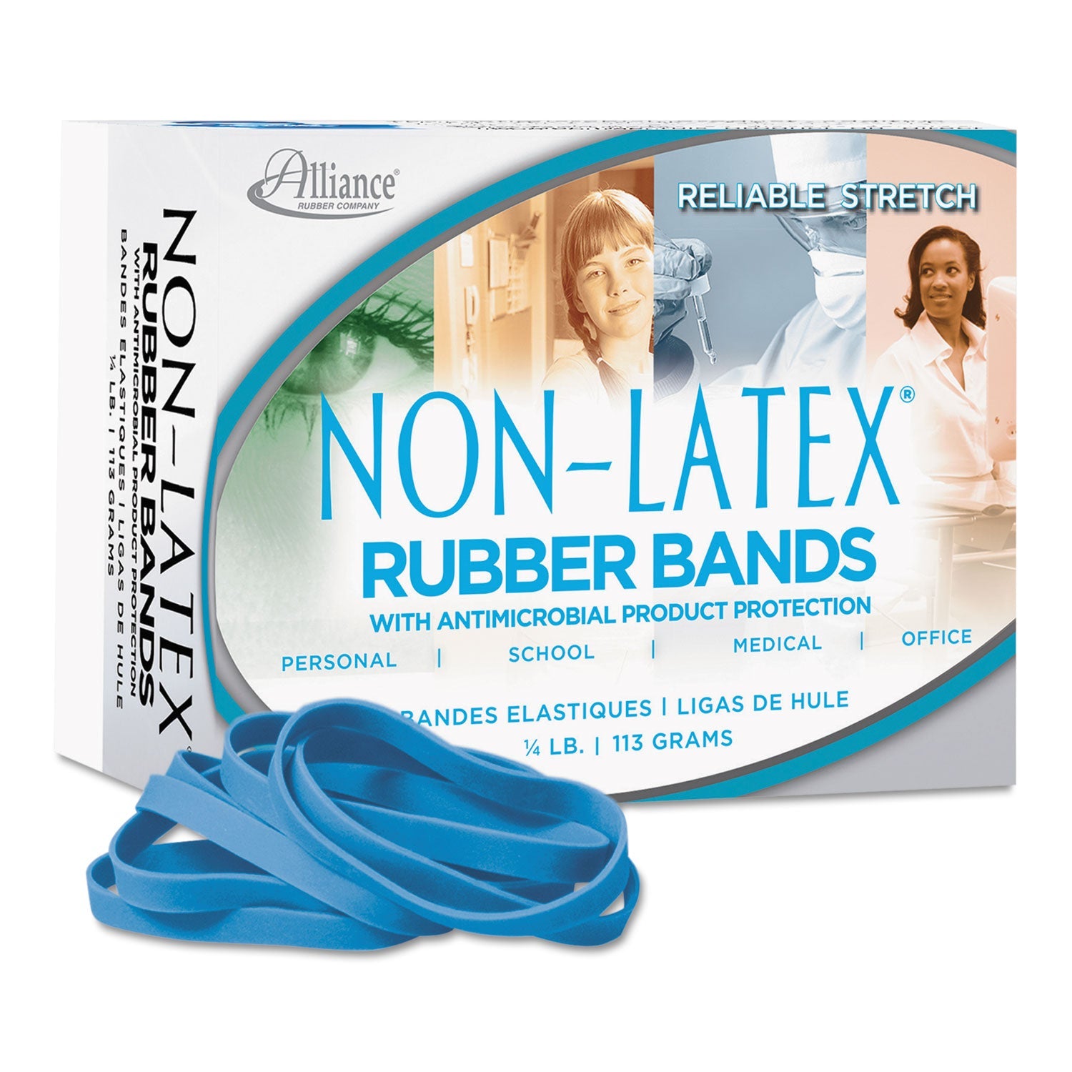 Antimicrobial Non-Latex Rubber Bands | Blue | 4 Oz