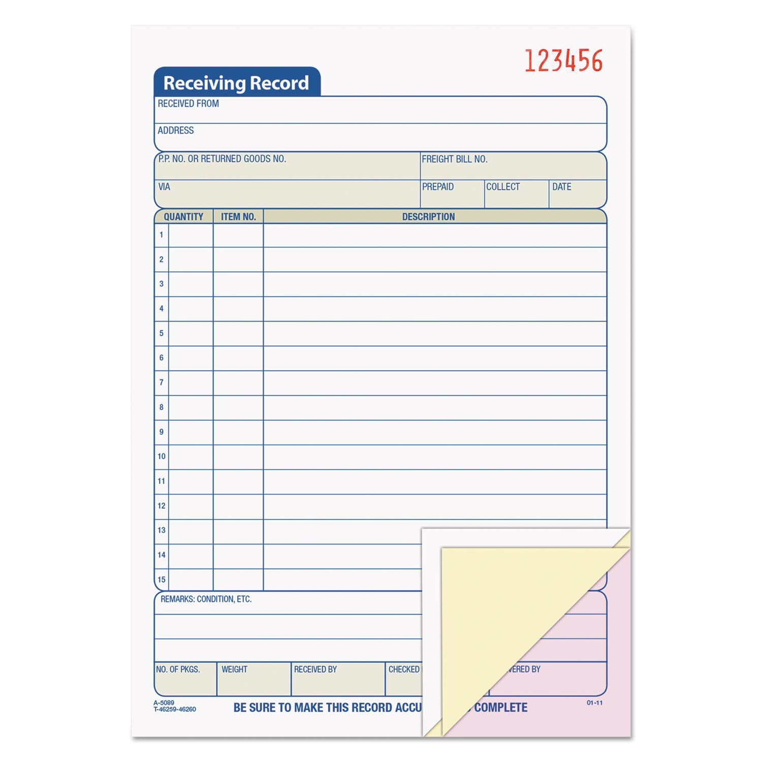 Receiving Record Book | 3-Part Carbonless
