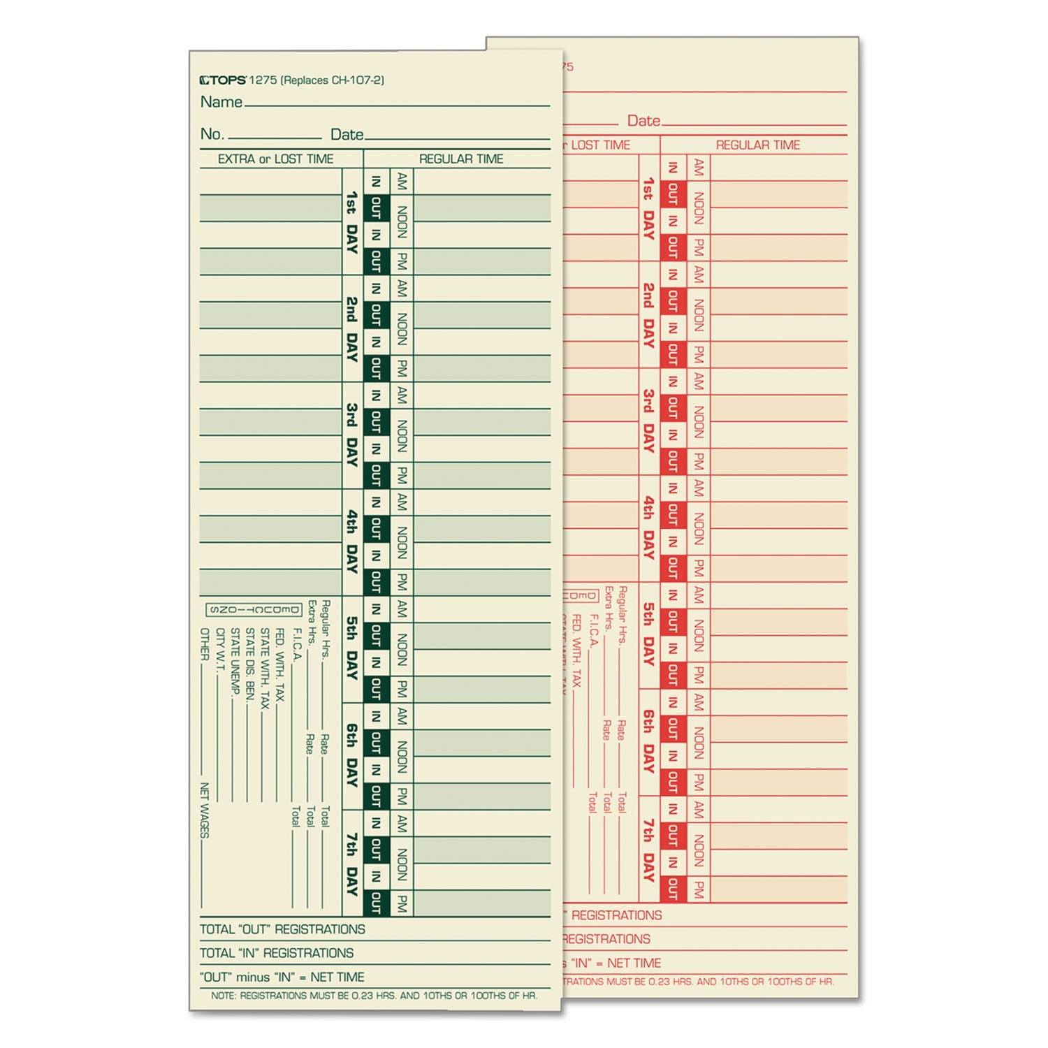 Time Clock Cards | TOPS™ Replacement CH-107-2