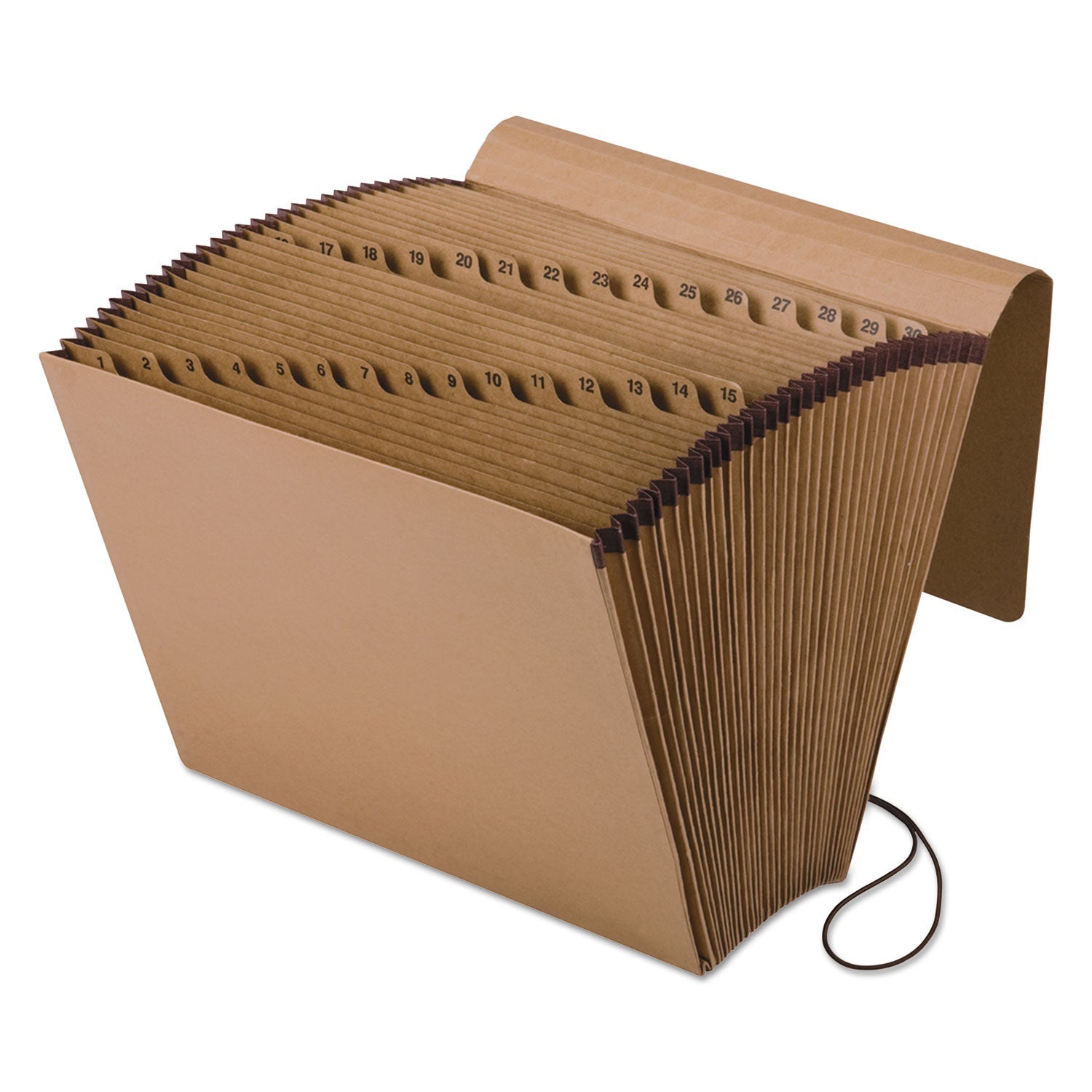 Pendaflex® Kraft Indexed Expanding File, 31 Sections, Elastic Cord Closure, 1/15-Cut Tabs, Letter Size, Brown