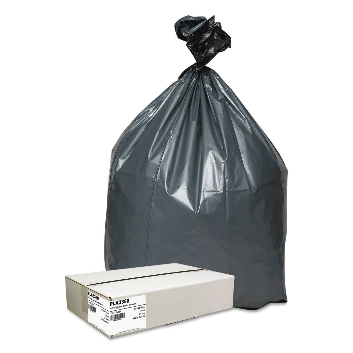 Can Liners | 33 Gal | Gray | 1.35 mil | 50 ct