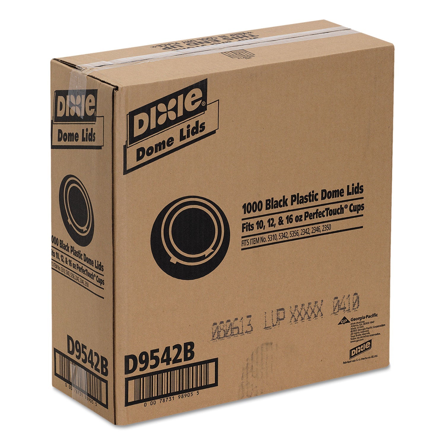 Dixie® Drink-Thru Lids, Fits 10 oz to 20 oz Hot Cups, Plastic, Black, 1,000/Carton