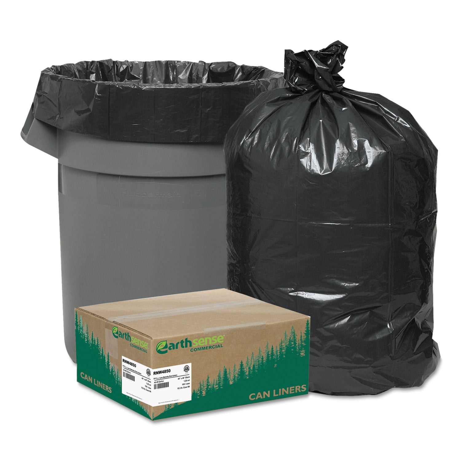 Recycled Can Liners | 45 Gal | Black | 100 ct