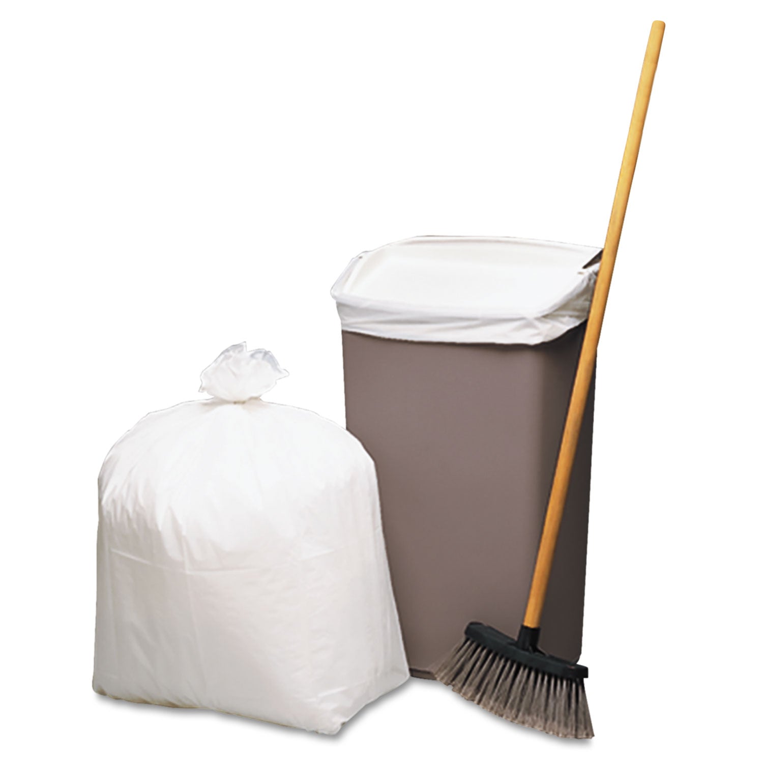 Earthsense® Commercial Linear-Low-Density Recycled Tall Kitchen Bags, Open-Face, 13 gal, 24" x 33", White, 15 Bags/Roll, 10 Rolls/Box
