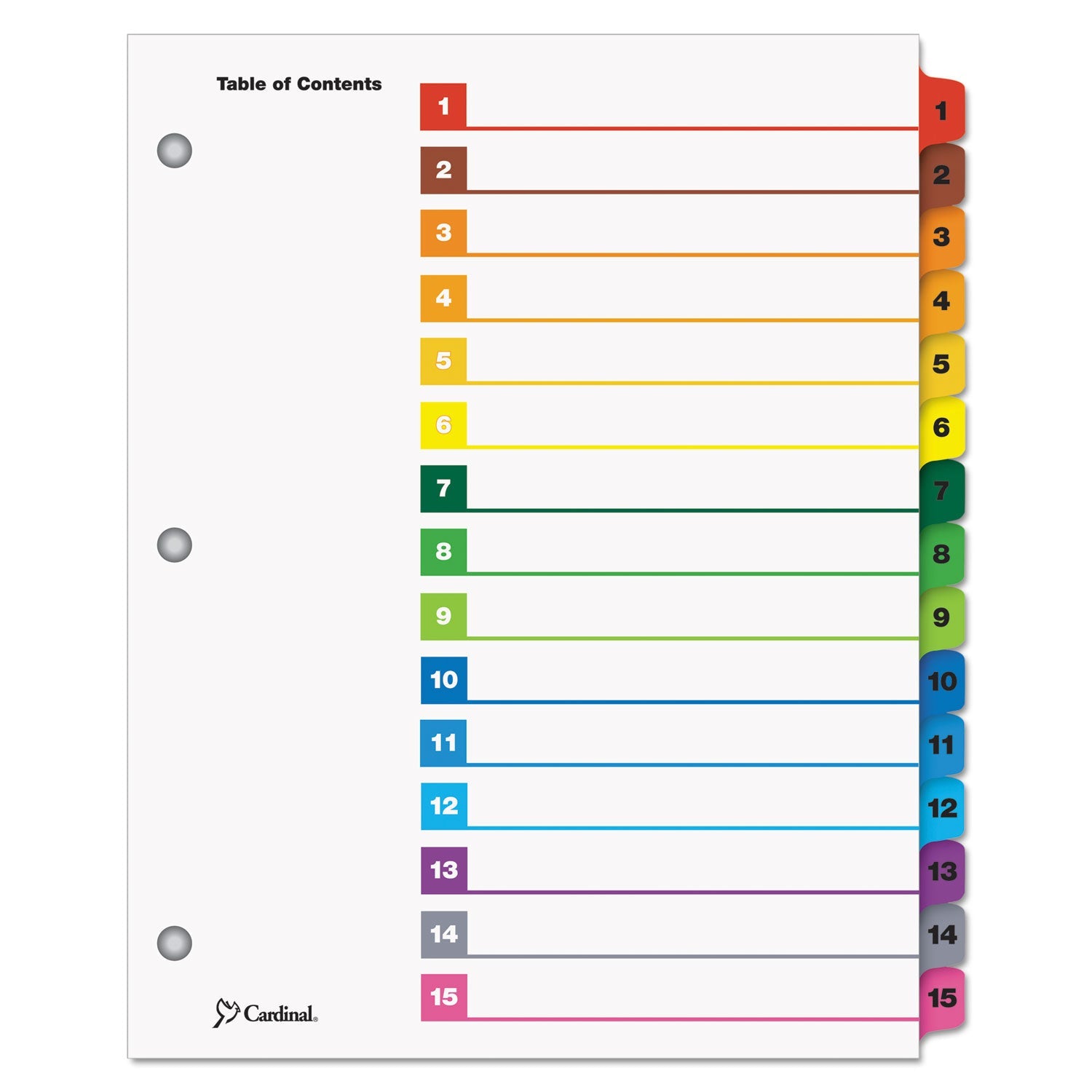 Printable Table of Contents & Dividers | 15-Tab