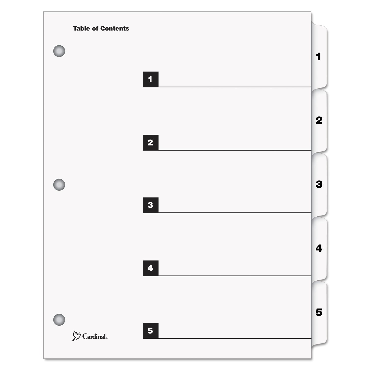 Printable Table of Contents & Dividers | 5-Tab