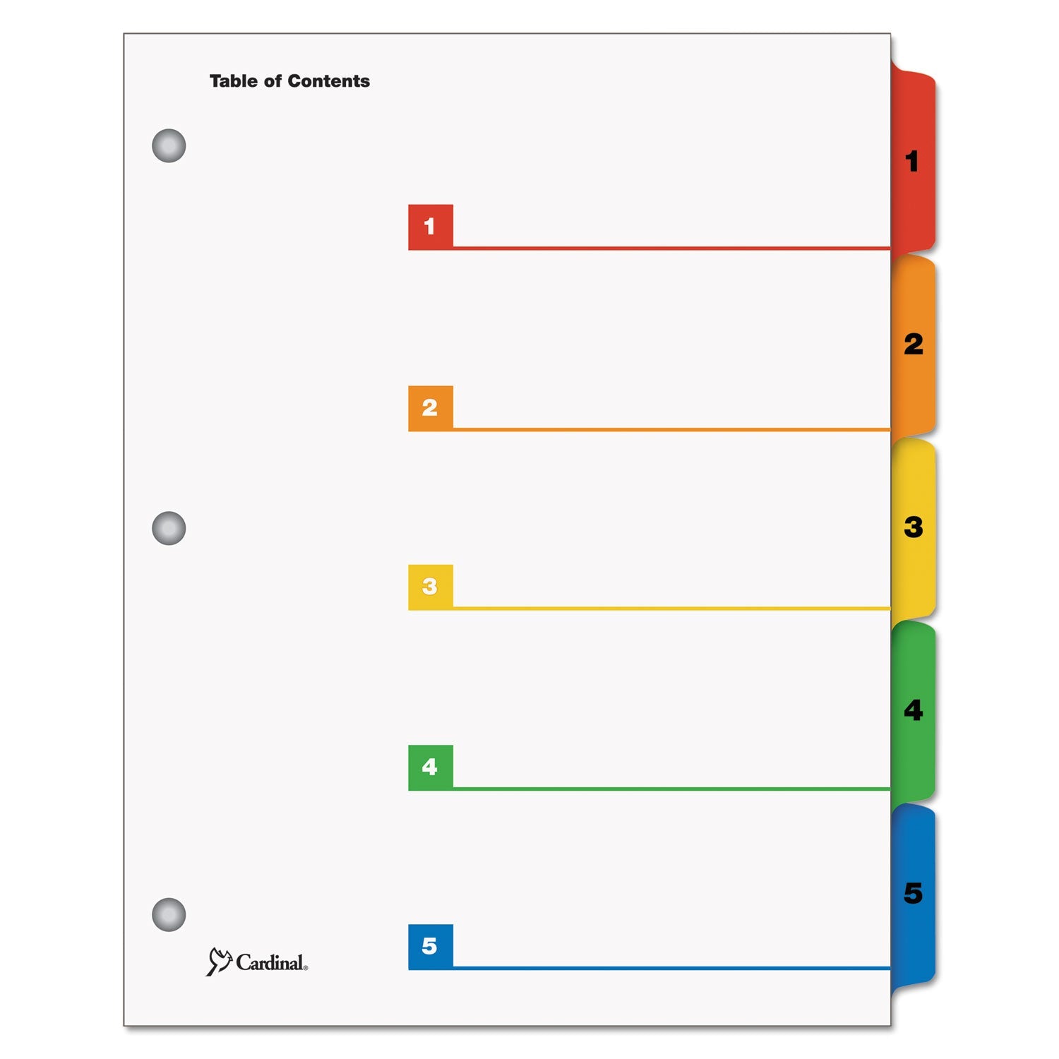 Printable Table of Contents & Dividers | 5-Tab
