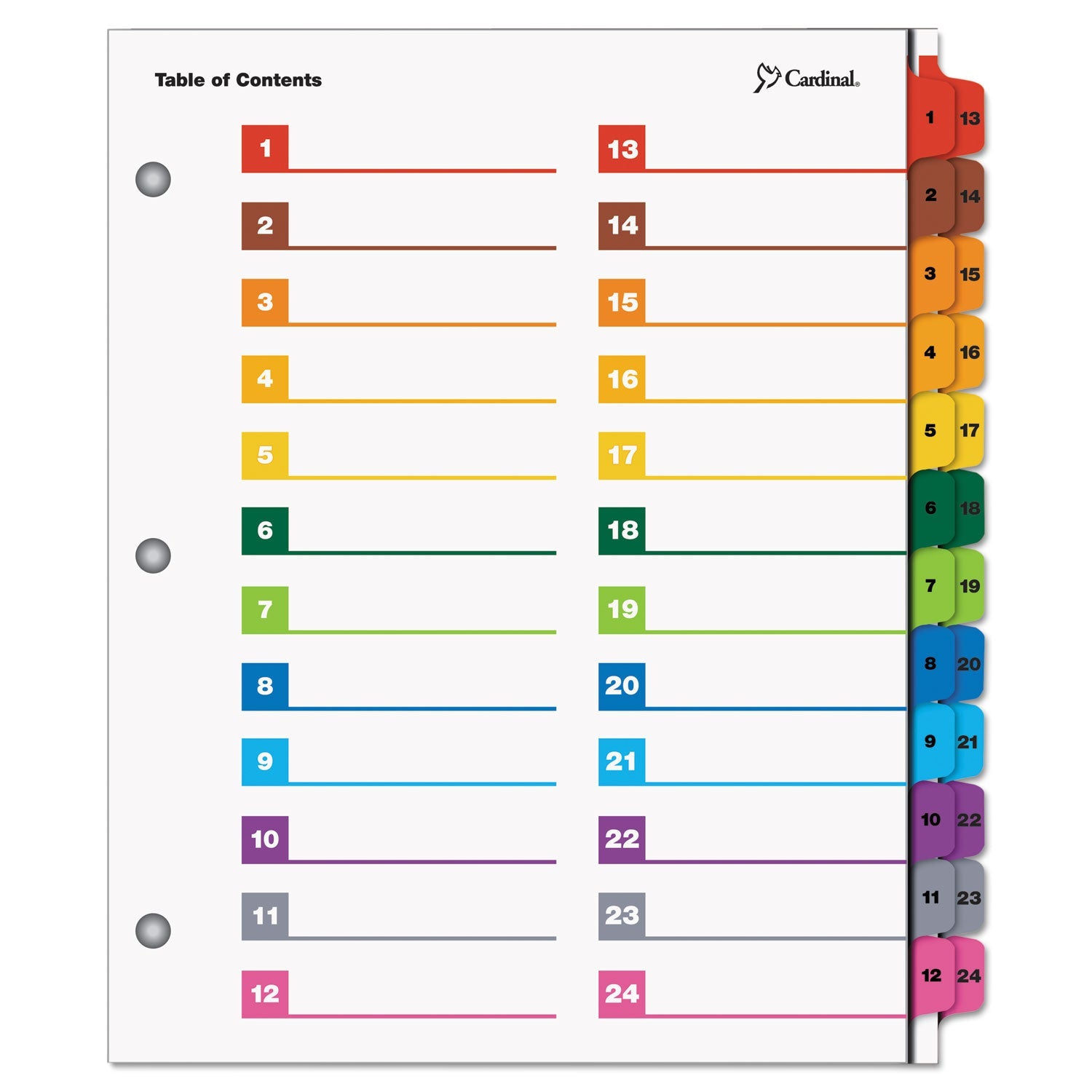 Printable Table of Contents & Dividers | 24-Tab