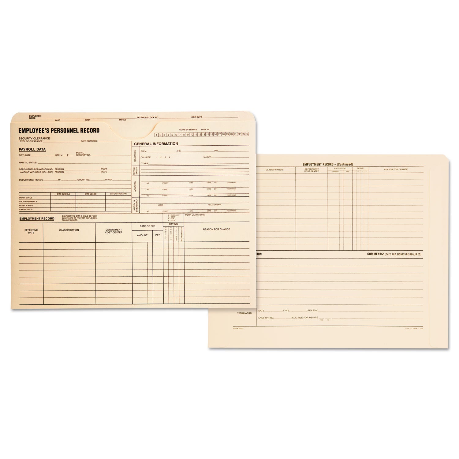 Employee Record Jacket | Letter, Manila, 100/Box