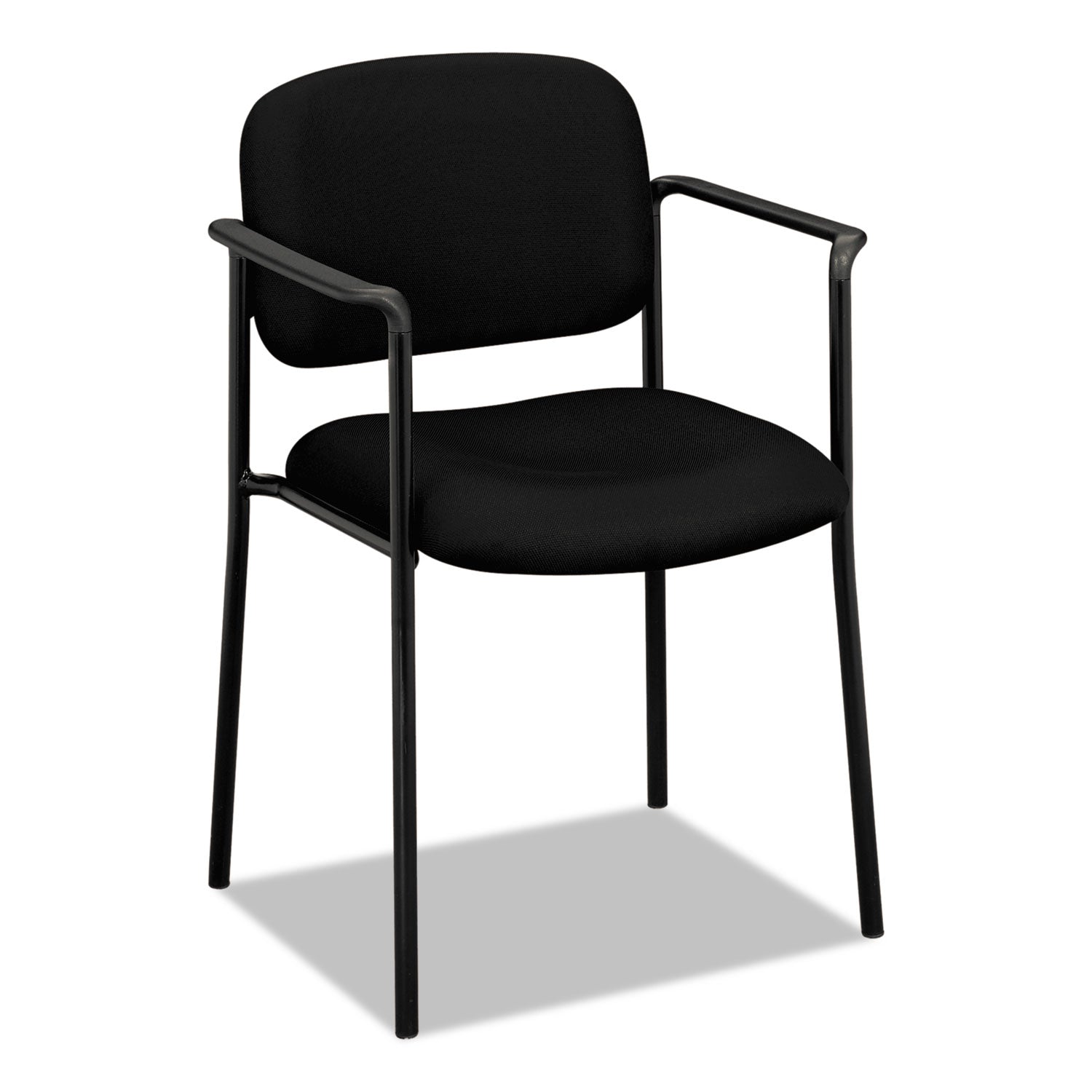 HON® VL616 Stacking Guest Chair with Arms, Fabric Upholstery, 23.25" x 21" x 32.75", Black Seat, Black Back, Black Base