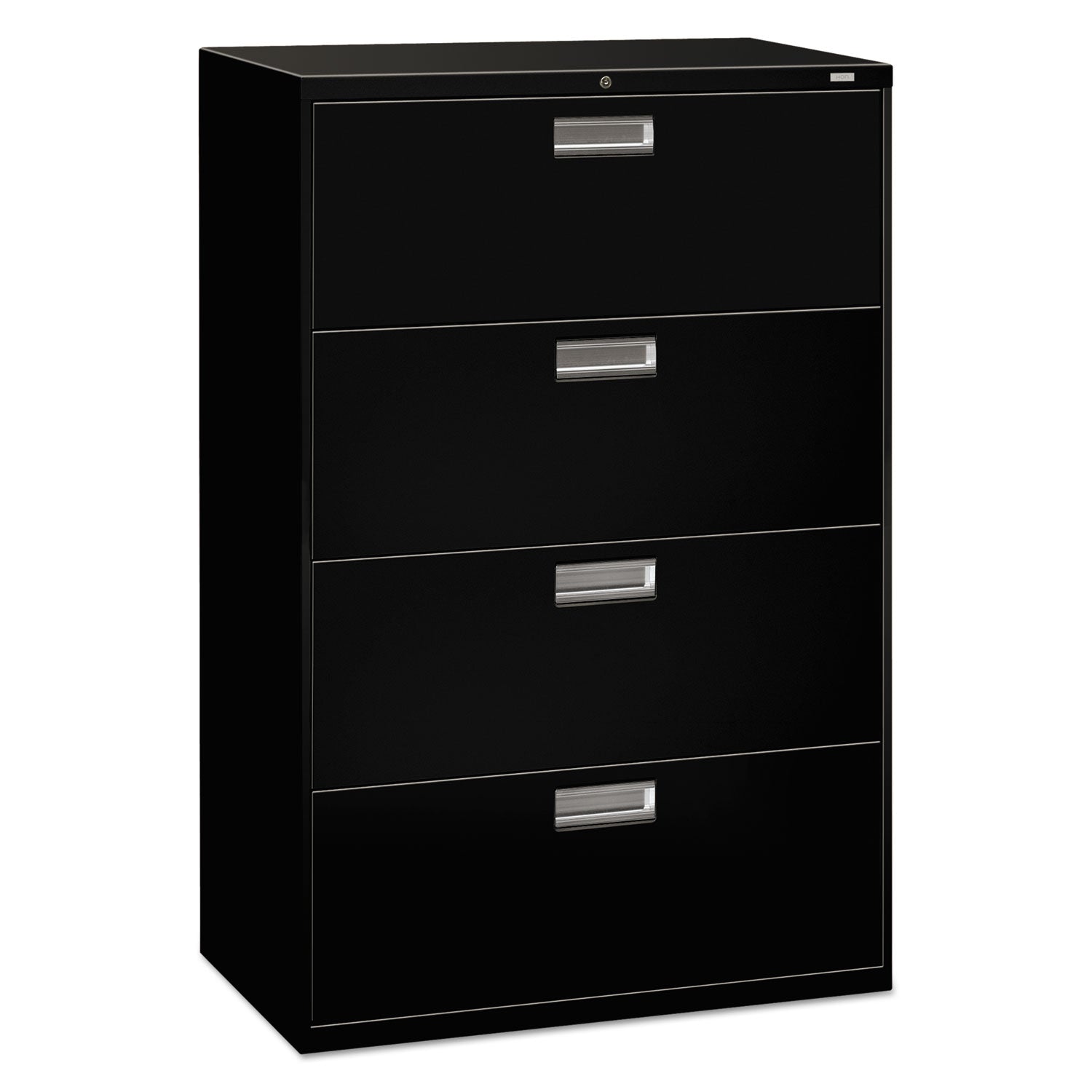 HON® Brigade 600 Series Lateral File, 4 Legal/letter-Size File Drawers, Black, 36" X 18" X 52.5"