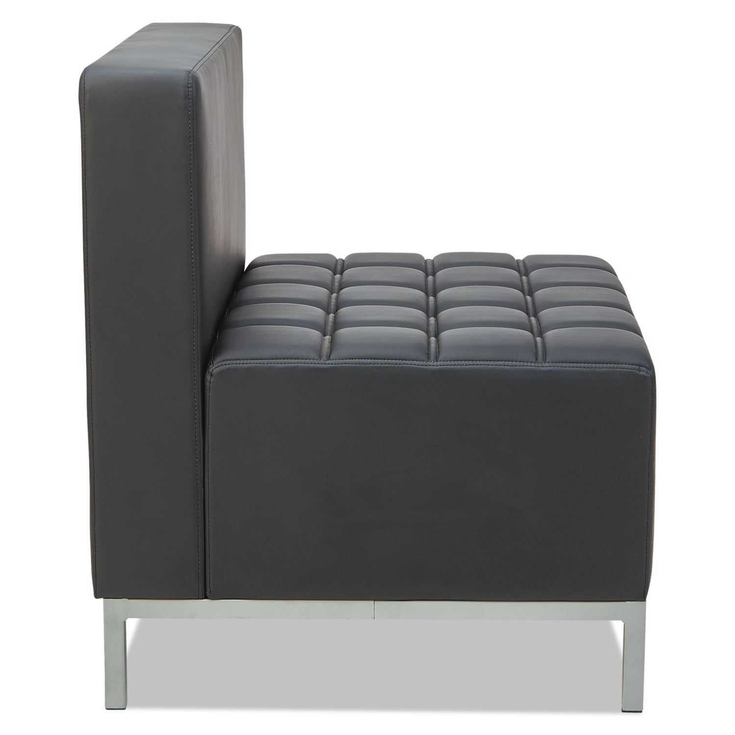 Alera® Alera QUB Series Armless L Sectional, Charging Station Center Seat, AC Outlet, (2) USB Ports, 26.38" x 26.38" x 30.5", Black