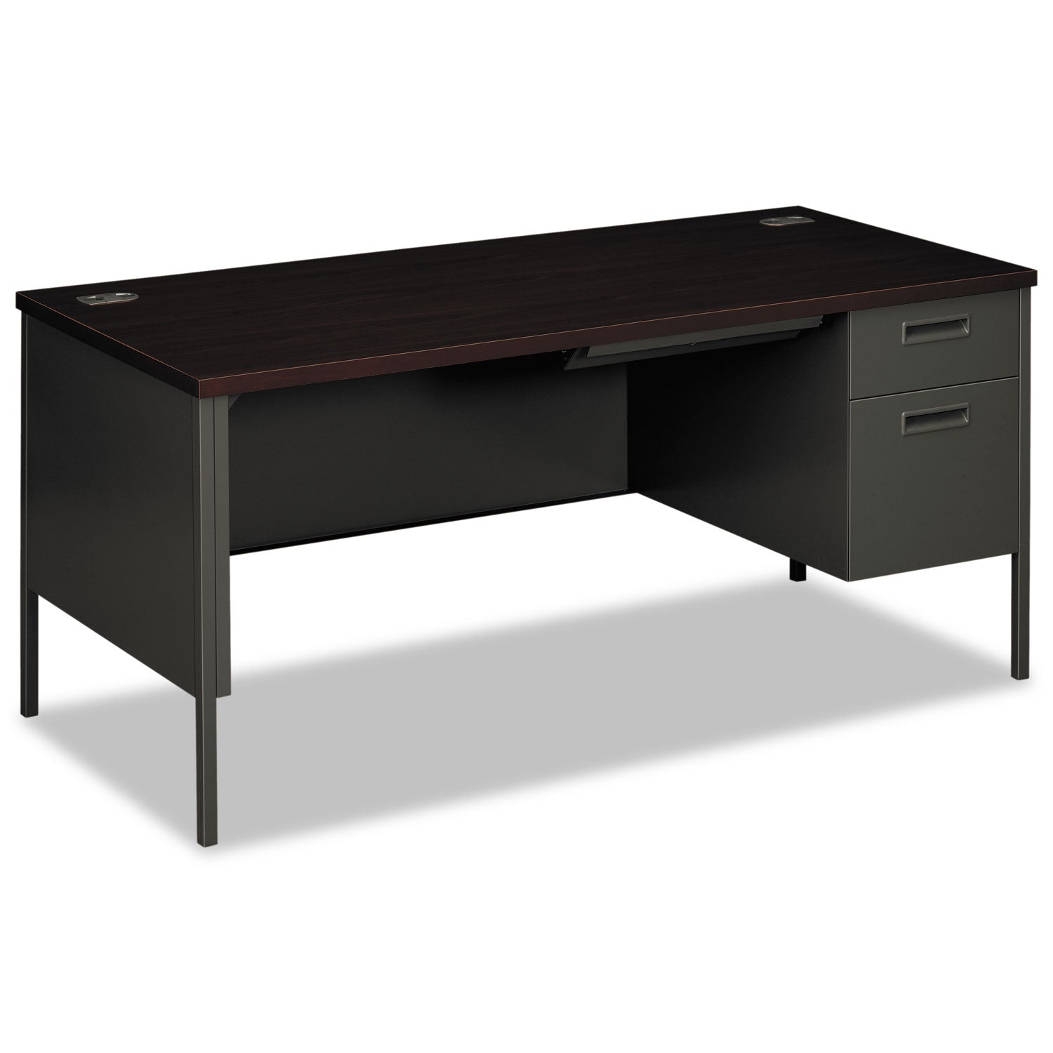 L-Workstation Desk | 66" Mahogany/Charcoal