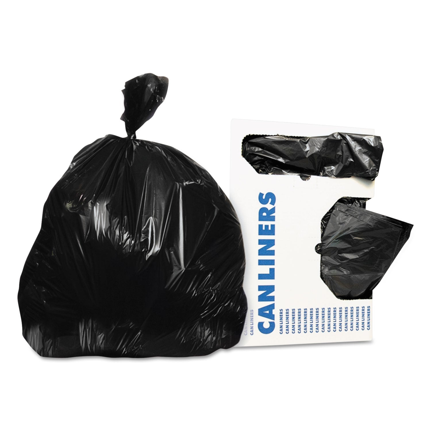 Heritage Linear Low-Density Can Liners, Super Tuf, 56 gal, 0.9 mil, 43" x 47", Black, 100/Carton