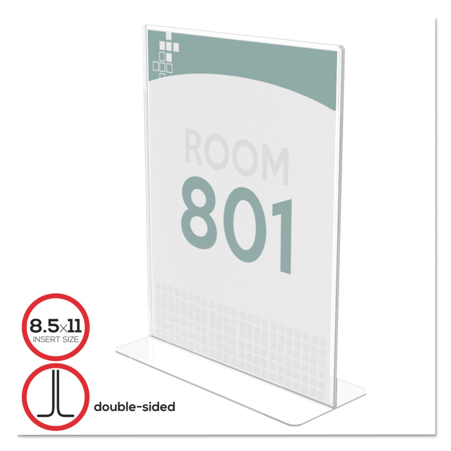 deflecto® Superior Image Double Sided Sign Holder, 8.5 x 11 Insert, Clear