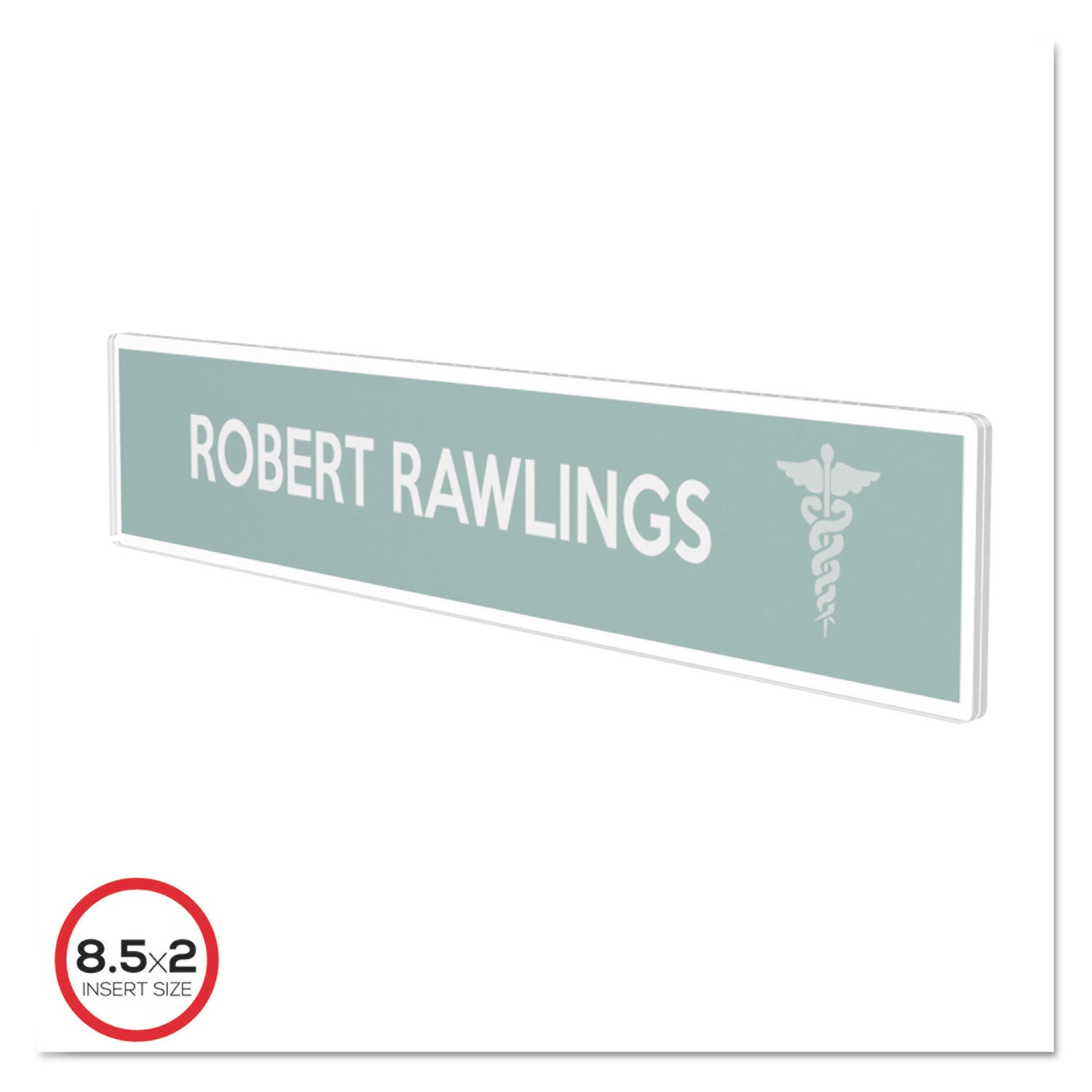 deflecto® Superior Image Cubicle Nameplate Sign Holder, 8.5 x 2 Insert, Clear