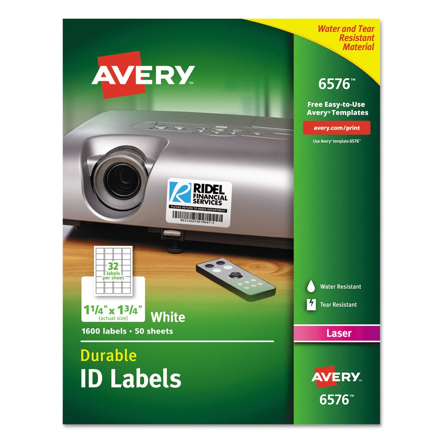 Avery® Durable Permanent Id Labels With Trueblock Technology, Laser Printers, 1.25 X 1.75, White, 32/sheet, 50 Sheets/pack