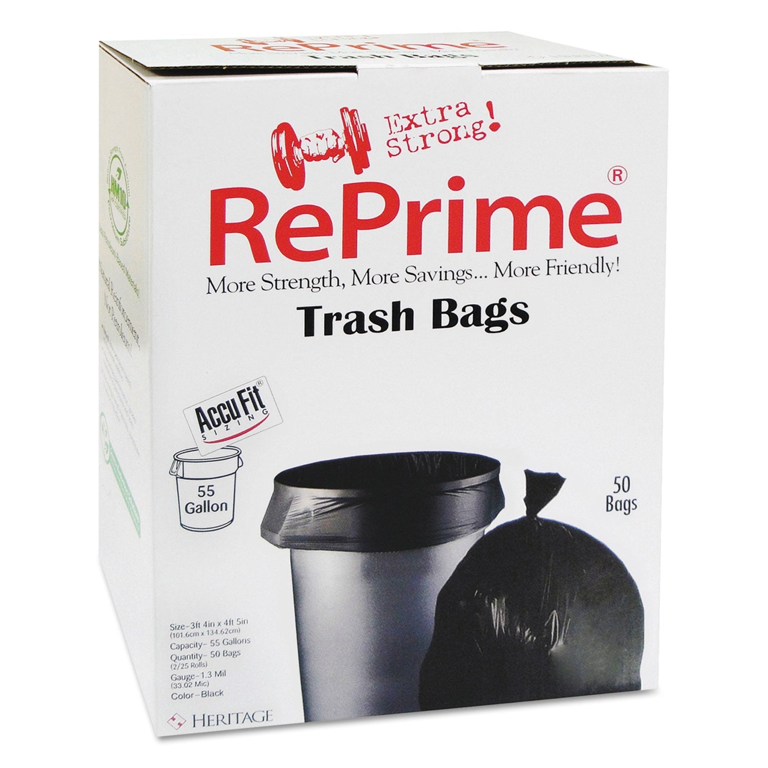 AccuFit Can Liners | 55 Gal, Black, 150/Carton