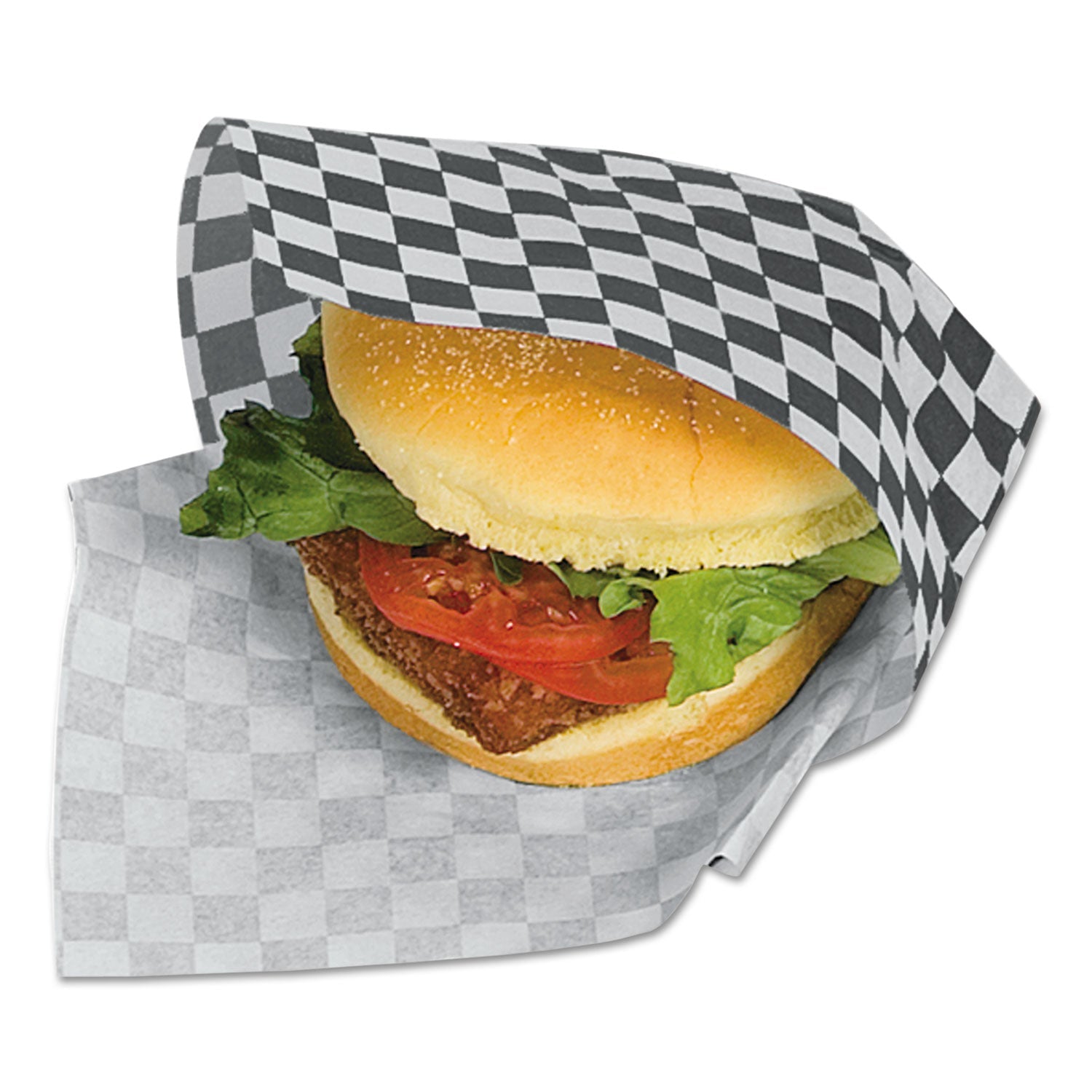 Bagcraft Grease-Resistant Paper Wraps And Liners, 12 X 12, Black Check, 1,000/box, 5 Boxes/carton