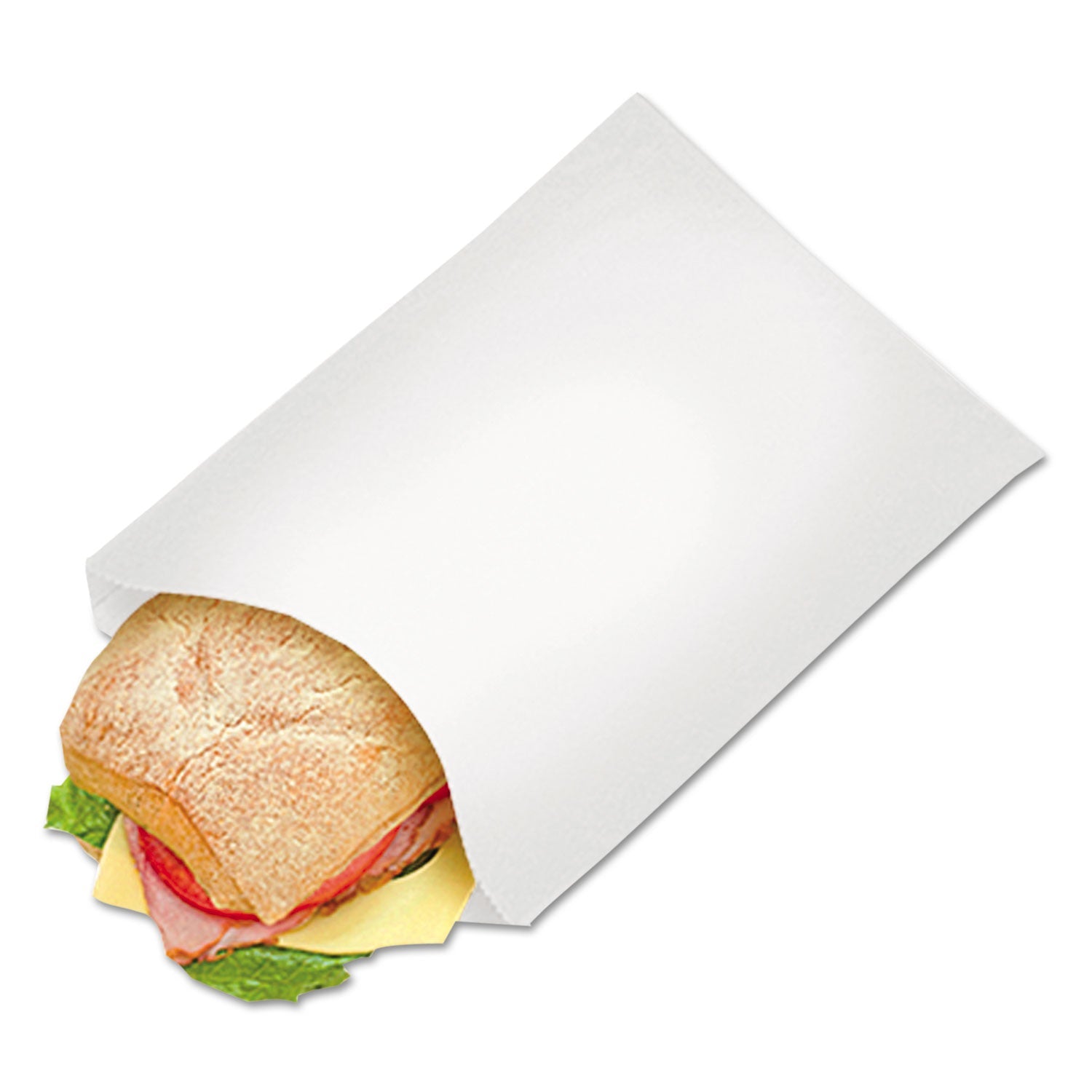 Bagcraft Grease-Resistant Single-Serve Bags, 6.5" x 1" x 8", White, 2,000/Carton