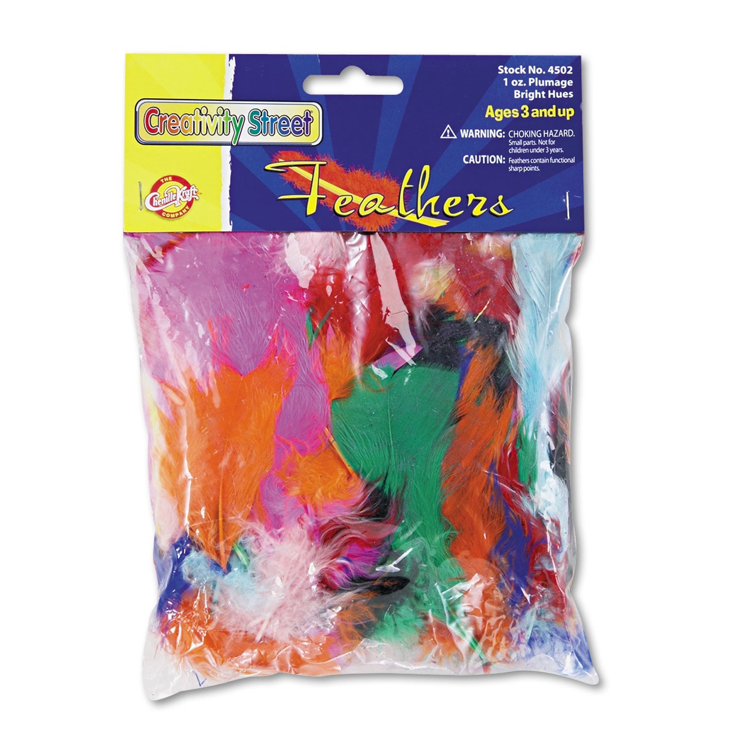Creativity Street® Chenille Kraft Bright Hues Feather Assortment, Natural Turkey Plumage, 1 Oz, Approximately 325/pack