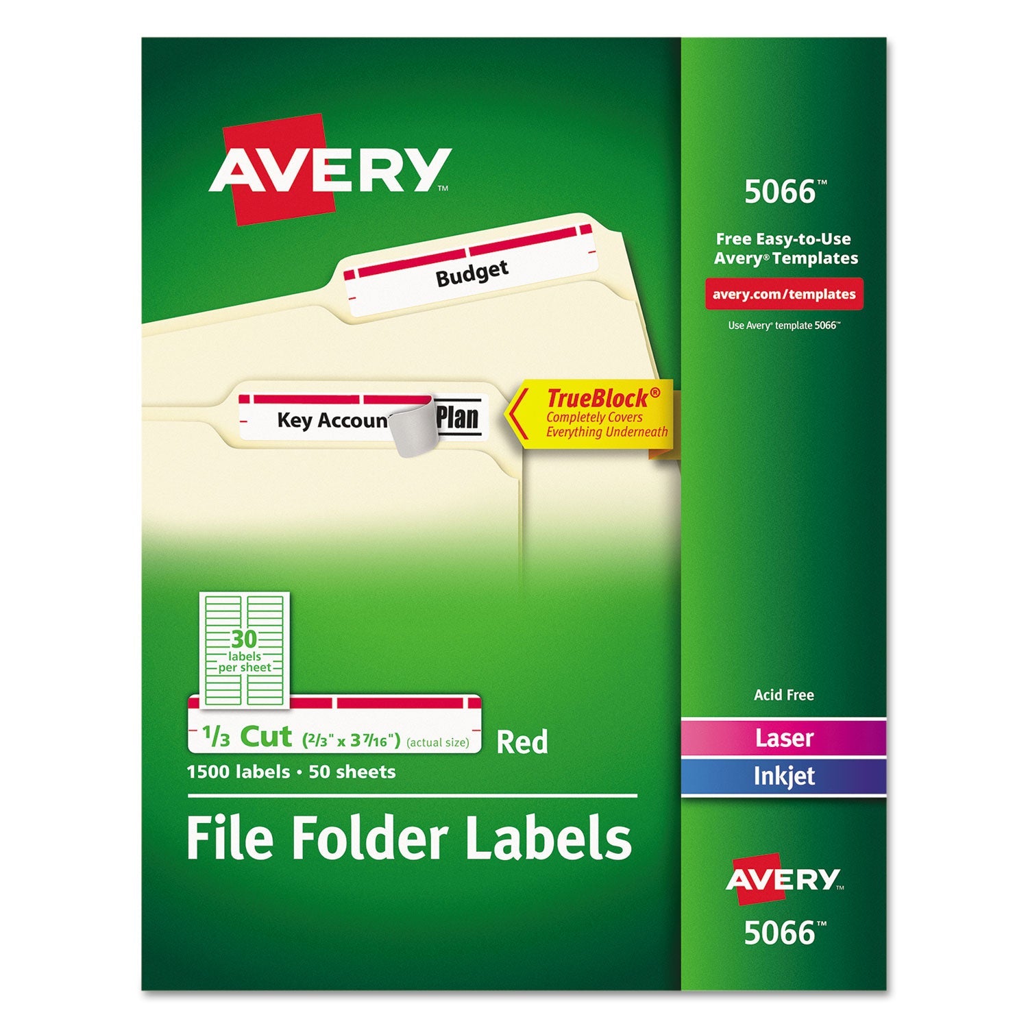 TrueBlock File Folder Labels | White | 1500/box