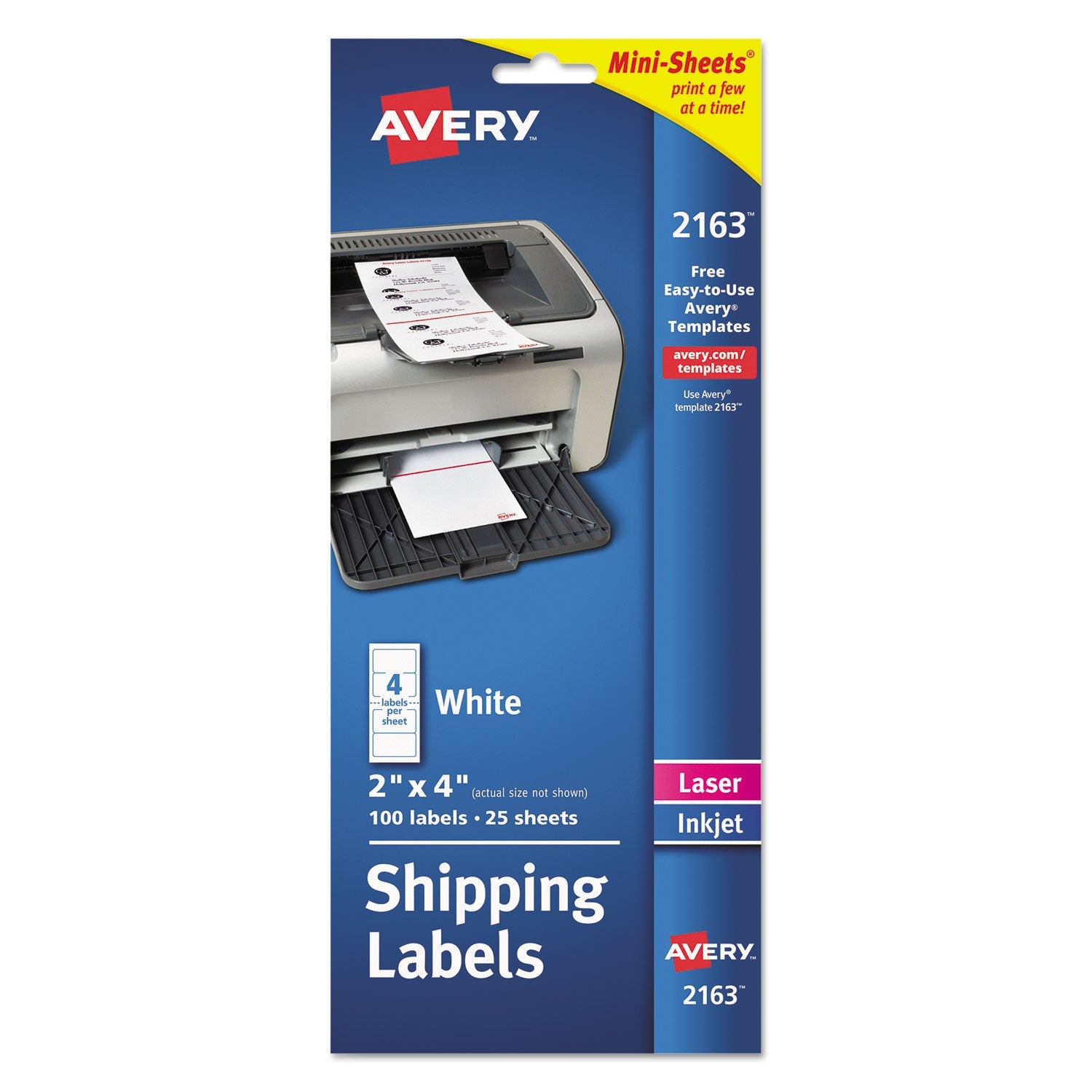 Mini-Sheets Mailing Labels | 2x4 White | 100/pack