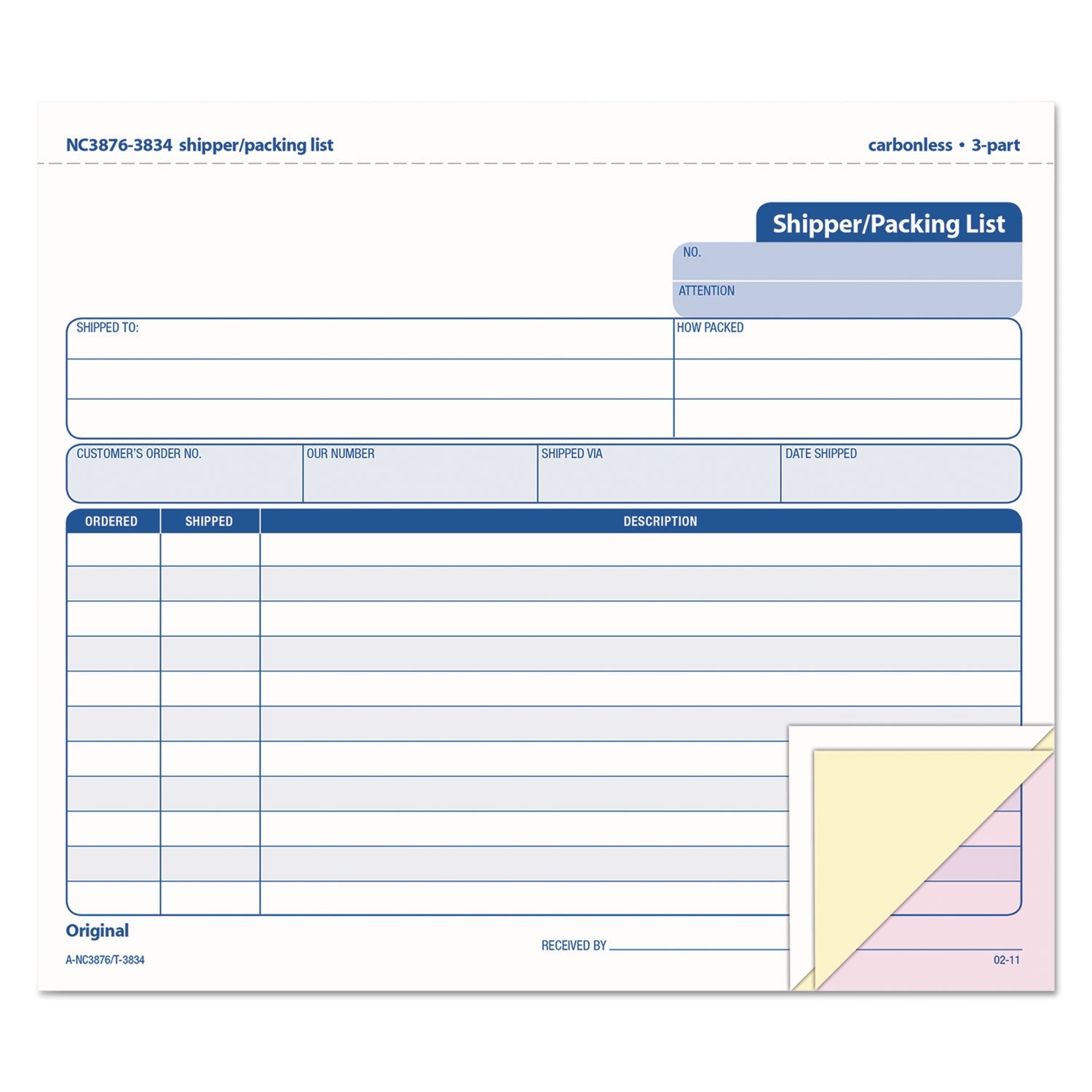 Shipper/Packing List | 3-Part Carbonless, TOPS™