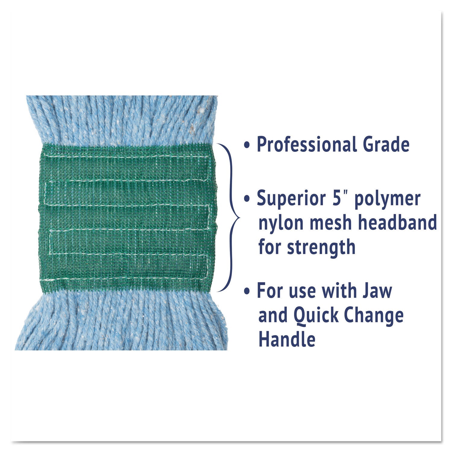 Boardwalk® Super Loop Wet Mop Head, Cotton/synthetic Fiber, 5" Headband, Medium Size, Blue