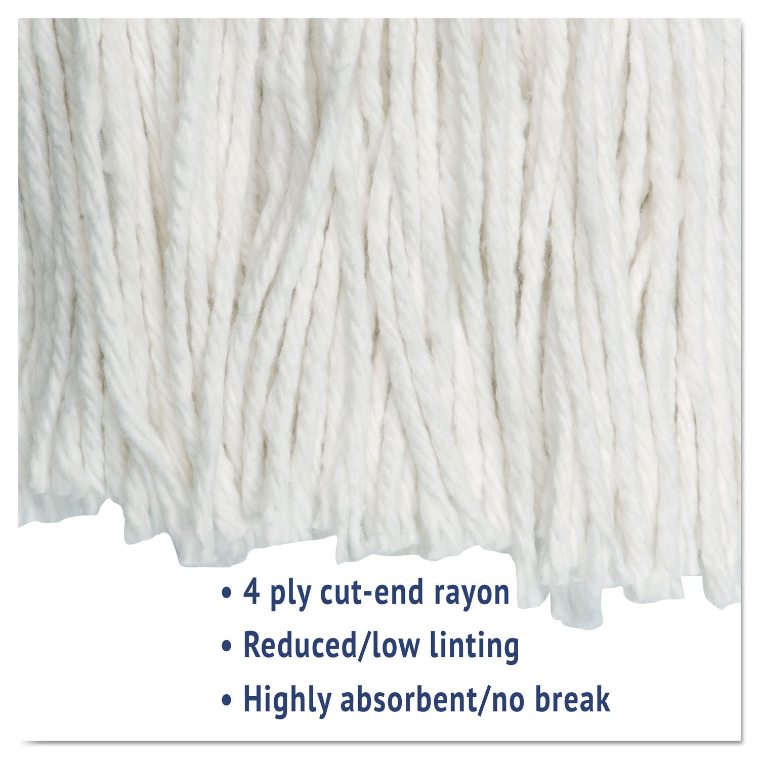 Boardwalk® Cut-End Wet Mop Head, Rayon, No. 24, White