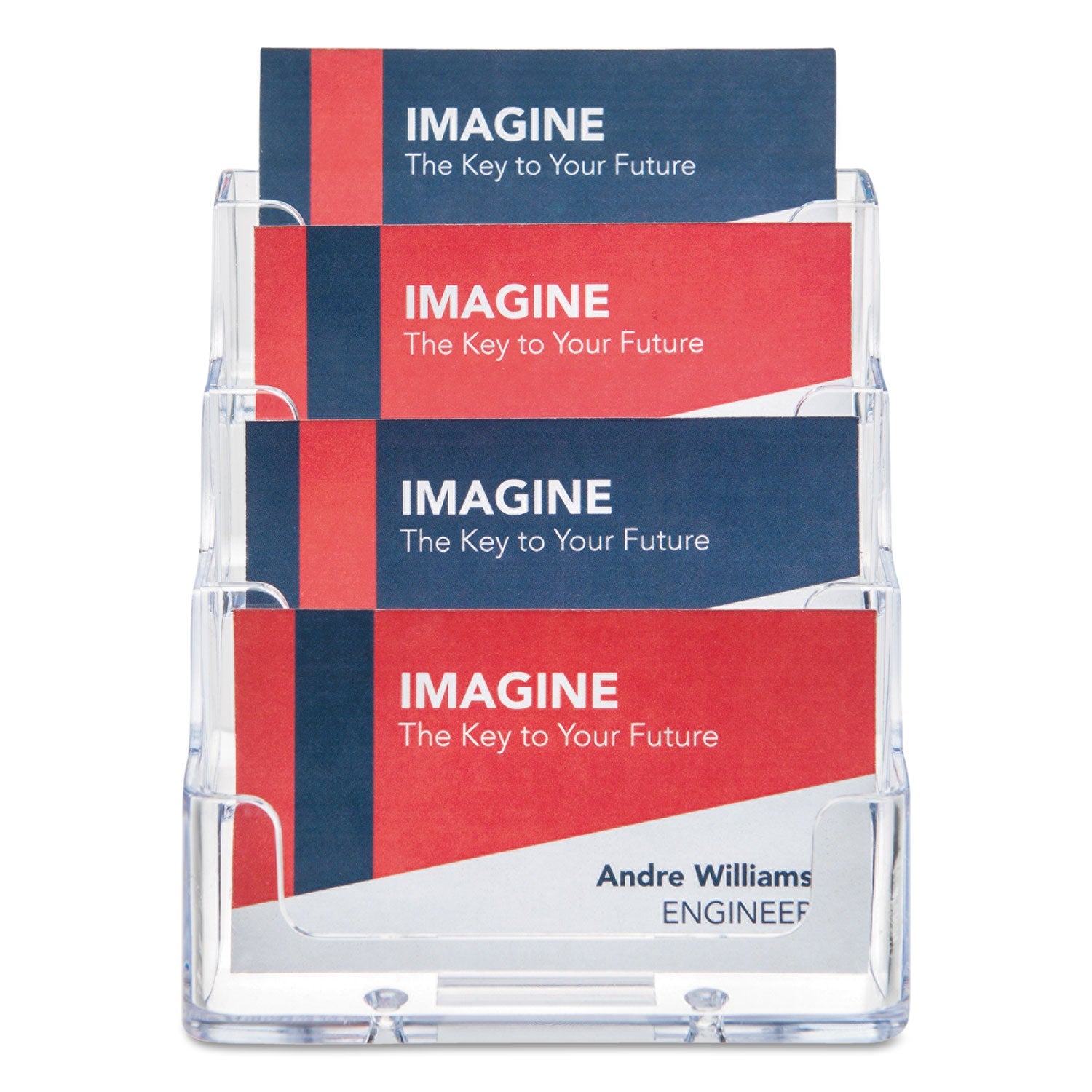 deflecto® 4-Pocket Business Card Holder, Holds 200 Cards, 3.94 X 3.5 X 3.75, Plastic, Clear