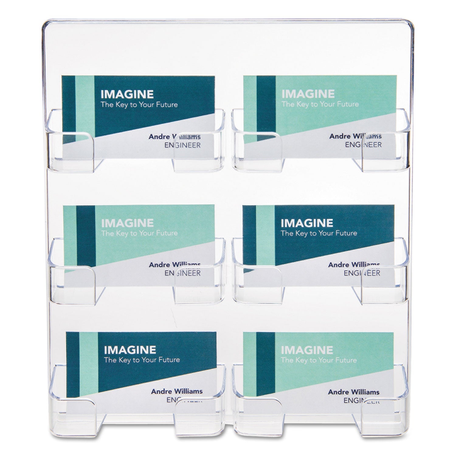 deflecto® 6-Pocket Business Card Holder, Holds 480 Cards, 8.5 X 1.63 X 9.75, Plastic, Clear