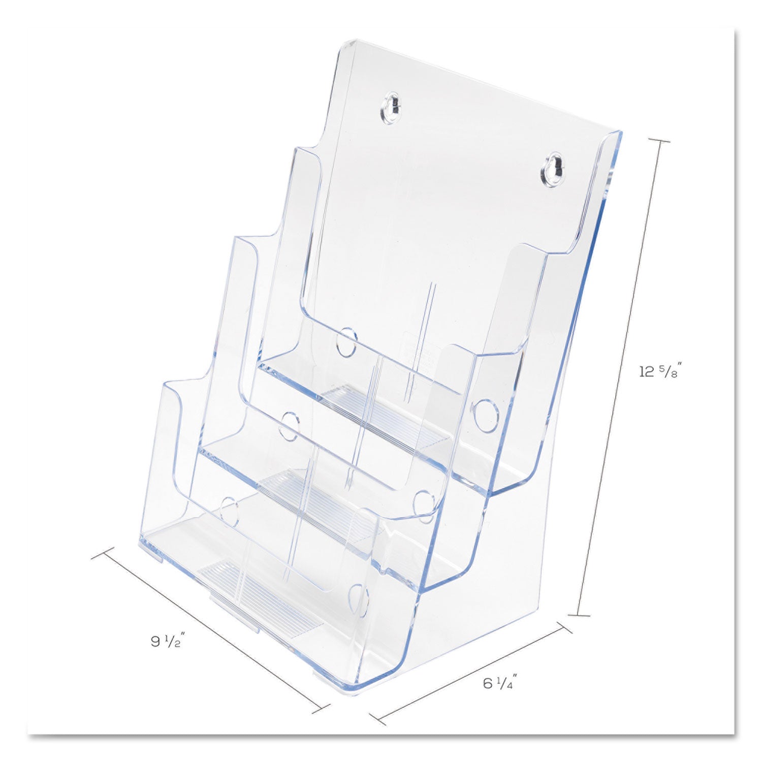 deflecto® 3-Compartment Docuholder, Magazine Size, 9.5w X 6.25d X 12.63, Clear