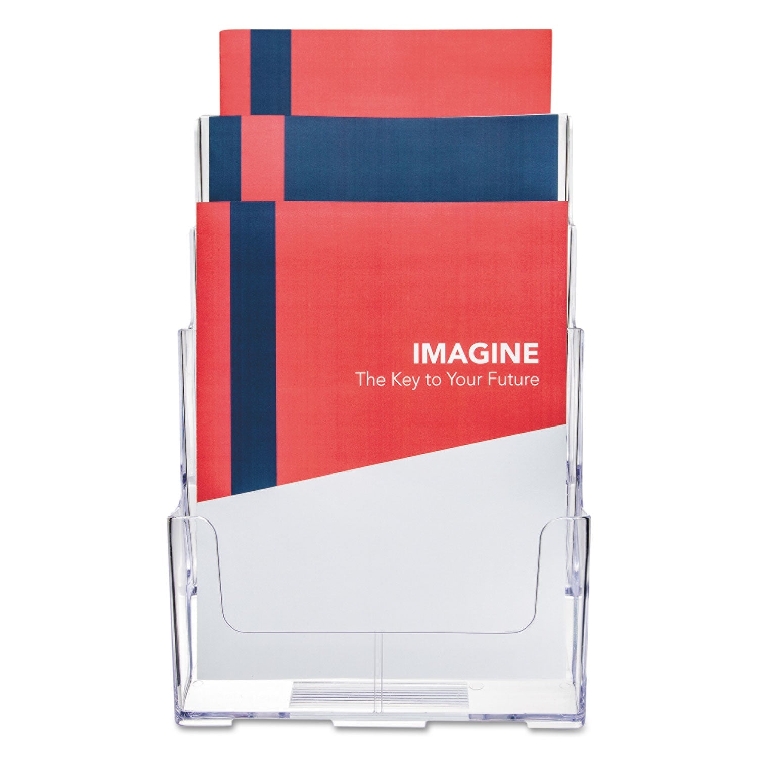 deflecto® 3-Compartment Docuholder, Magazine Size, 9.5w X 6.25d X 12.63, Clear