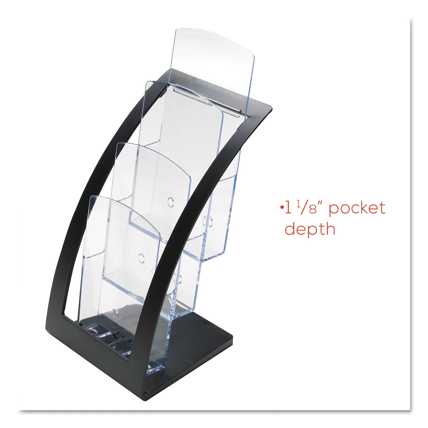 deflecto® 3-Tier Literature Holder, Leaflet Size, 6.75w X 6.94d X 13.31h, Black