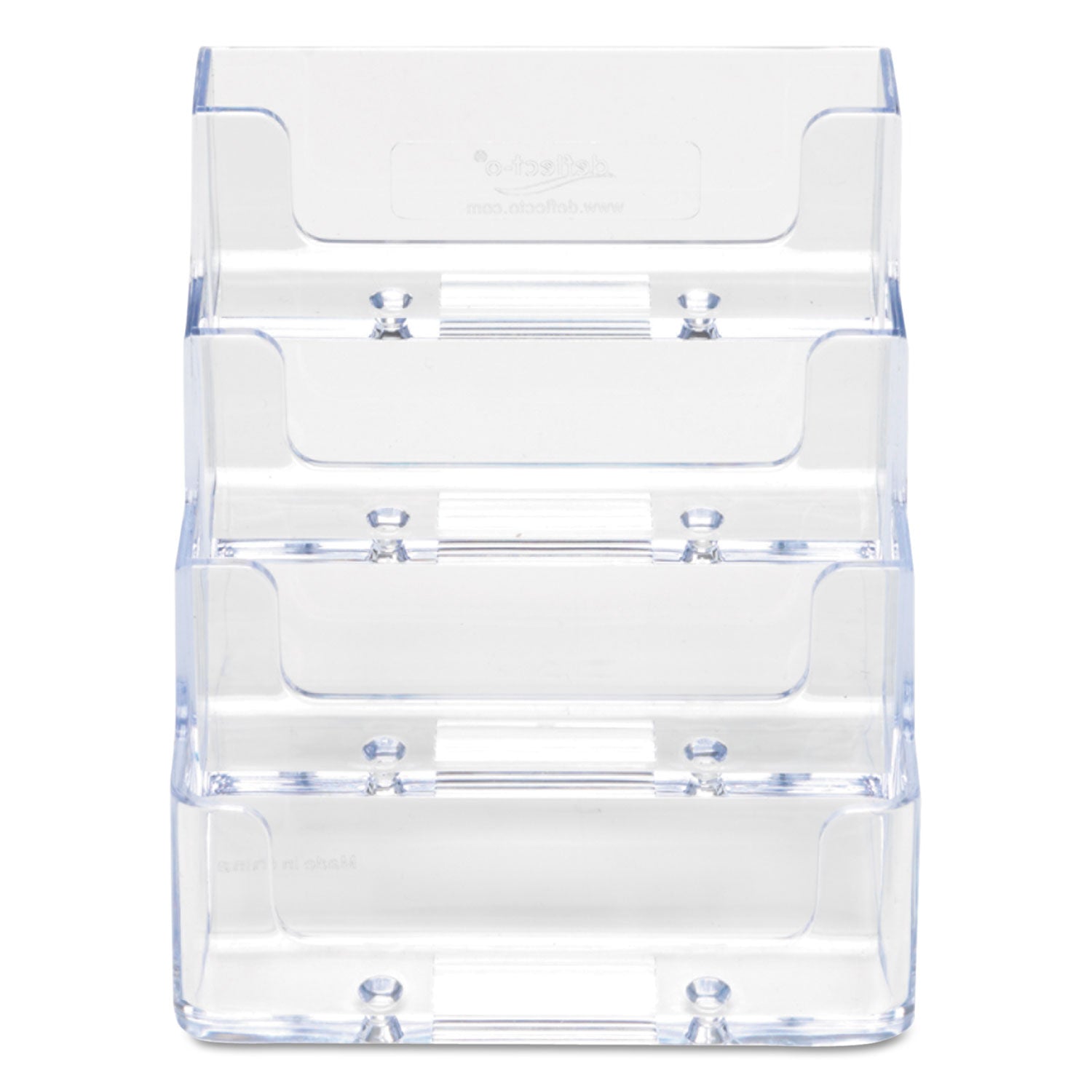 deflecto® 4-Pocket Business Card Holder, Holds 200 Cards, 3.94 X 3.5 X 3.75, Plastic, Clear